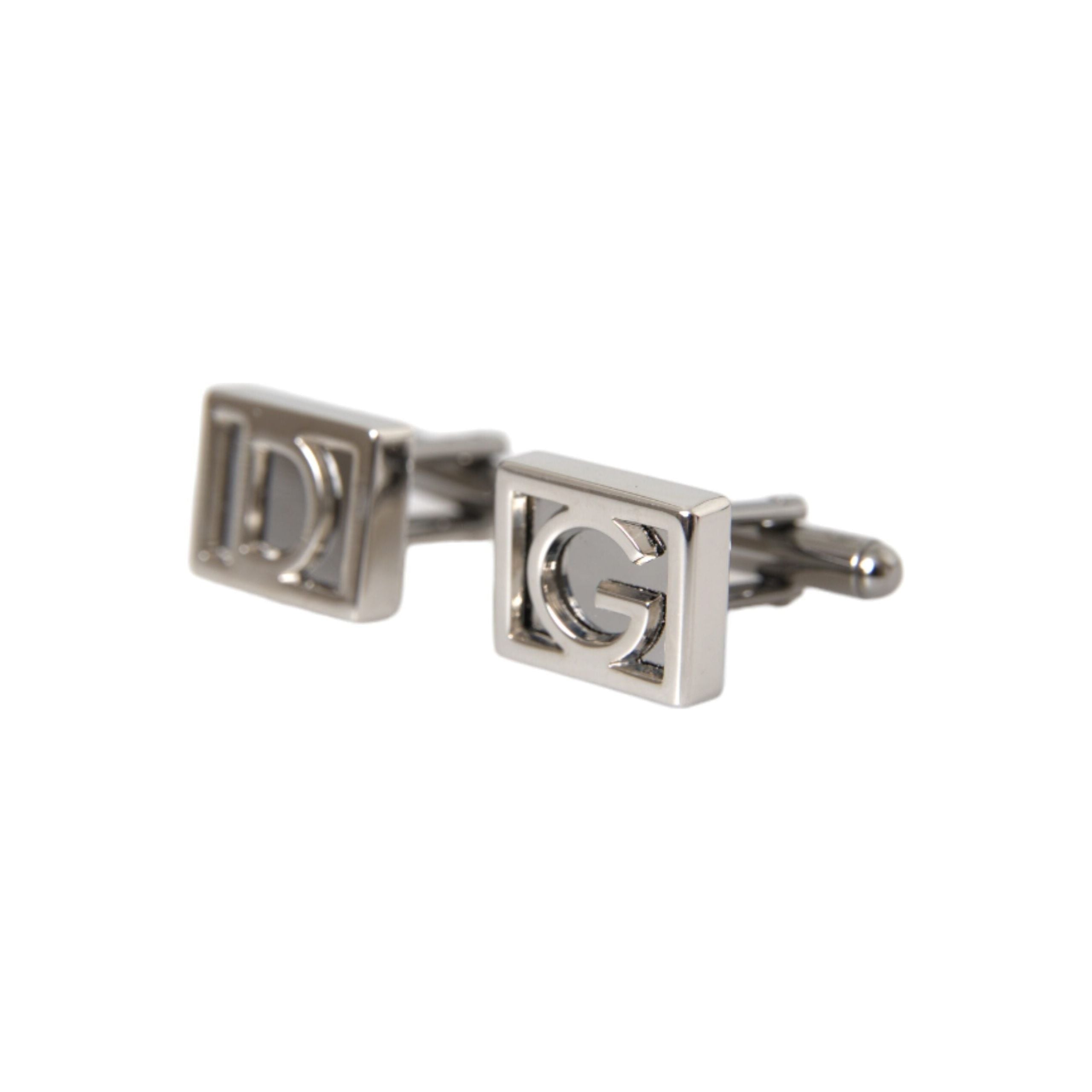 Dolce & Gabbana Silver Plated Metal Brass DG Logo Cufflinks