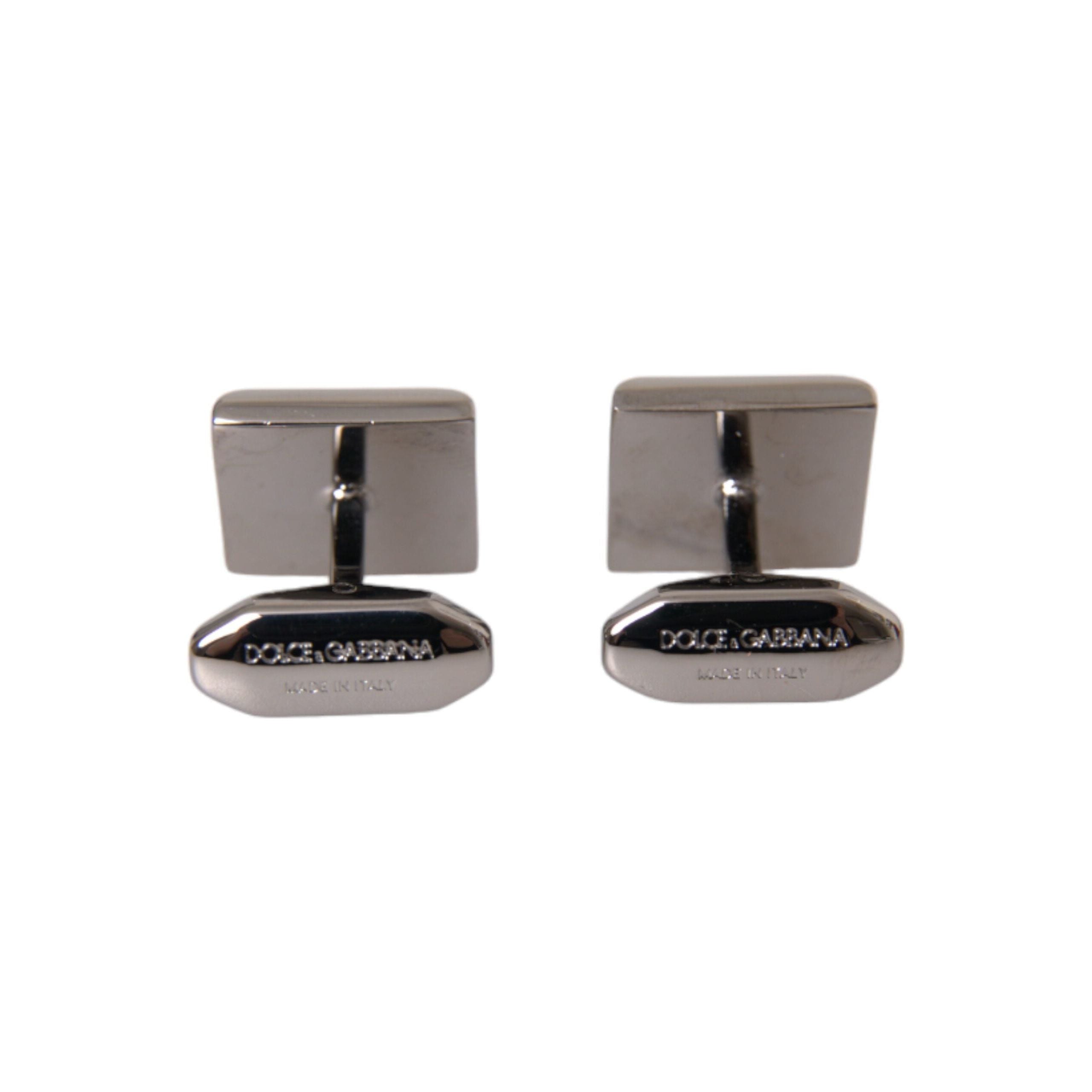 Dolce & Gabbana Silver Plated Brass Crystal Cufflinks