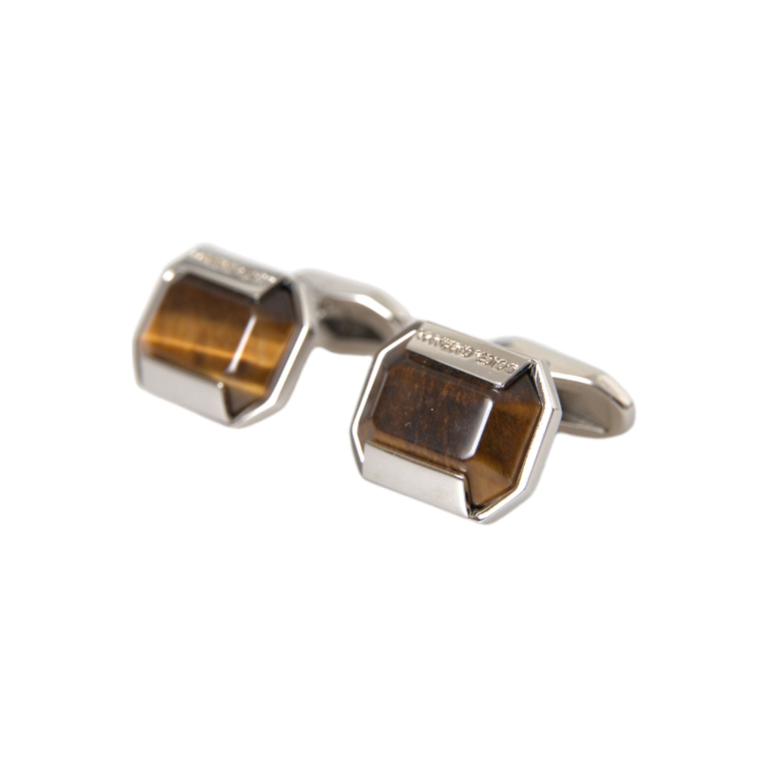 Dolce & Gabbana Silver Plated Brass Pin Crystal Cufflinks