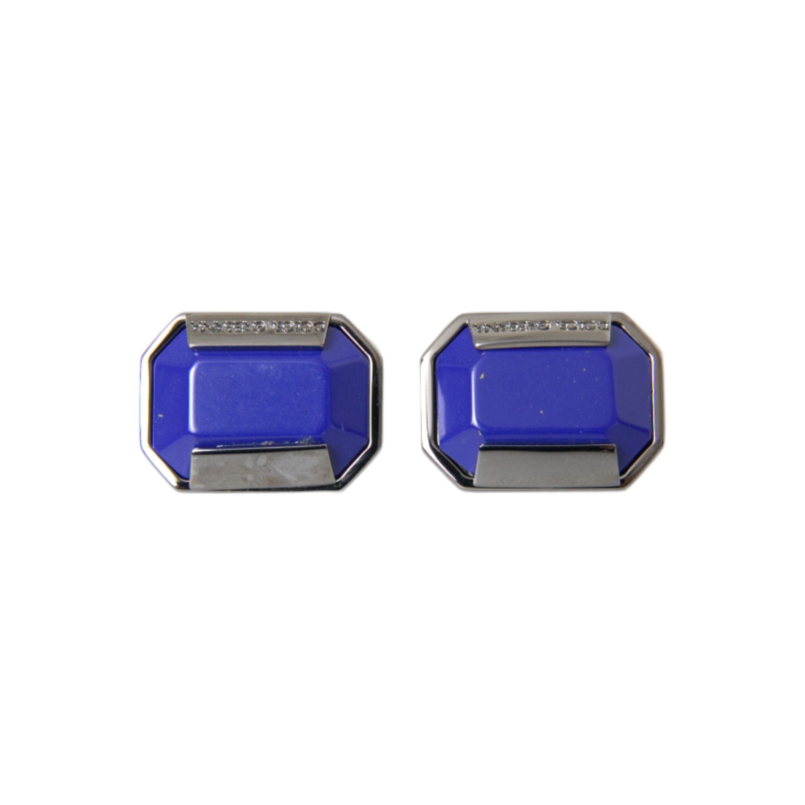 Dolce & Gabbana Silver Plated Brass Pin Crystal Cufflinks