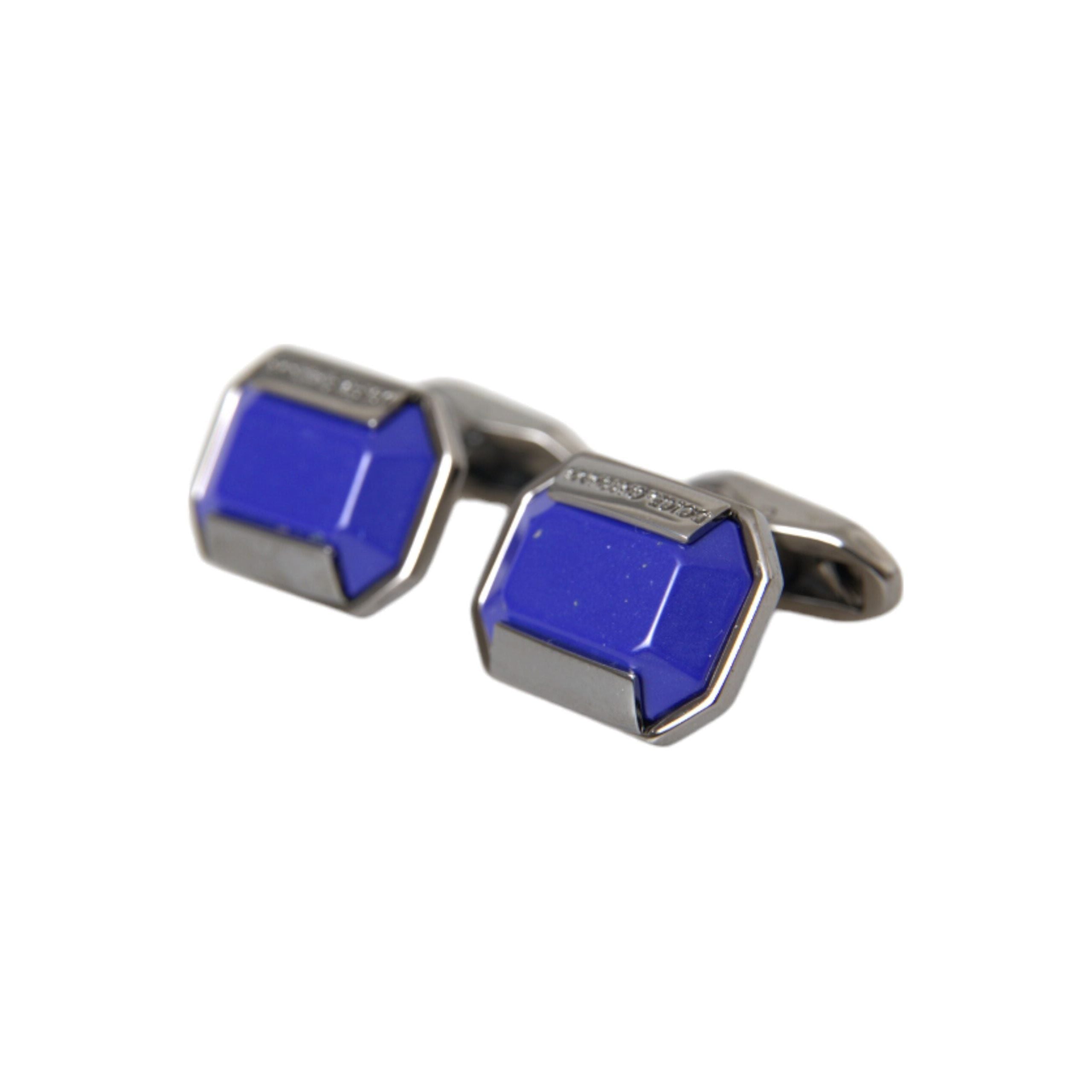 Dolce & Gabbana Silver Plated Brass Pin Crystal Cufflinks