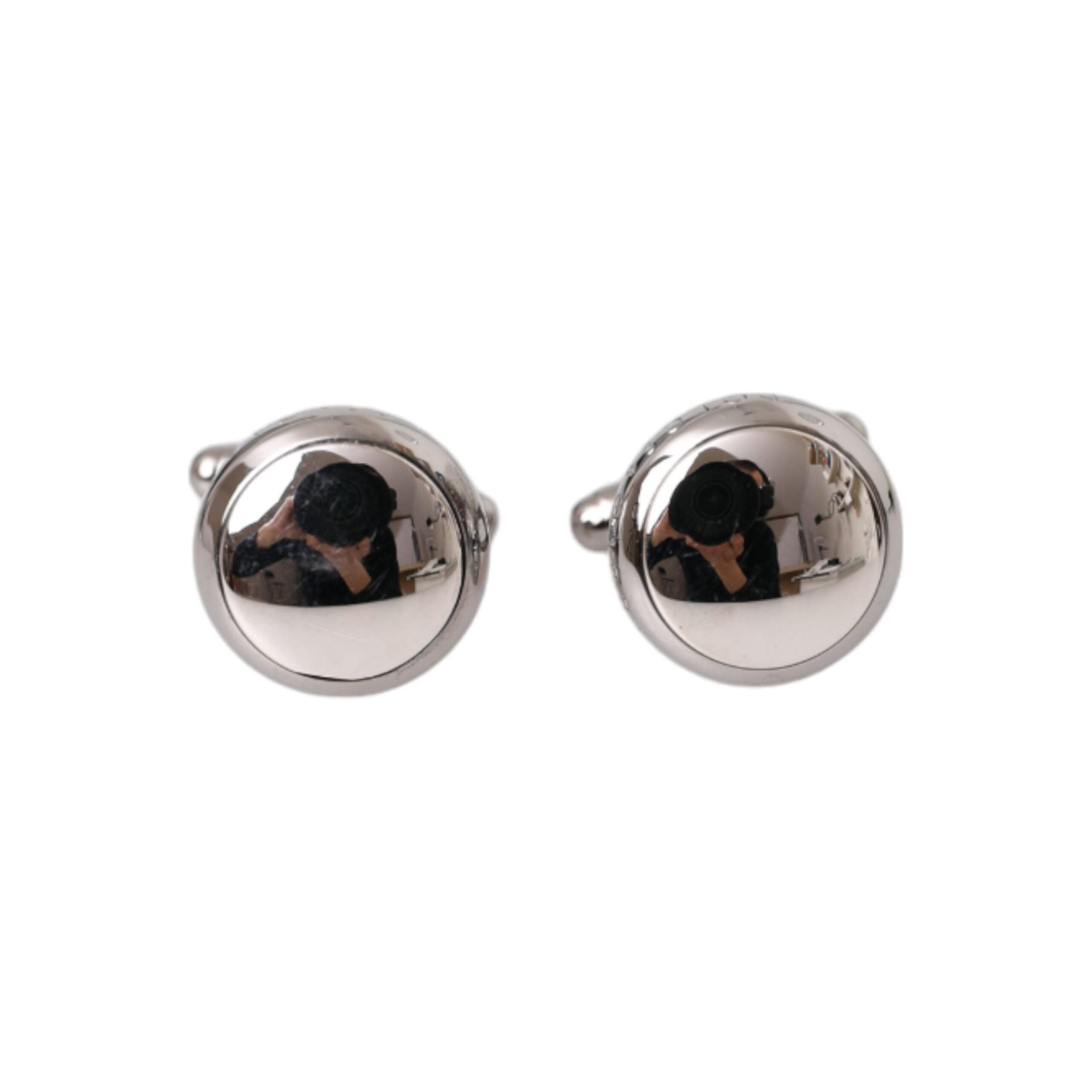 Dolce & Gabbana Silver Plated Brass Round Pin Cufflinks