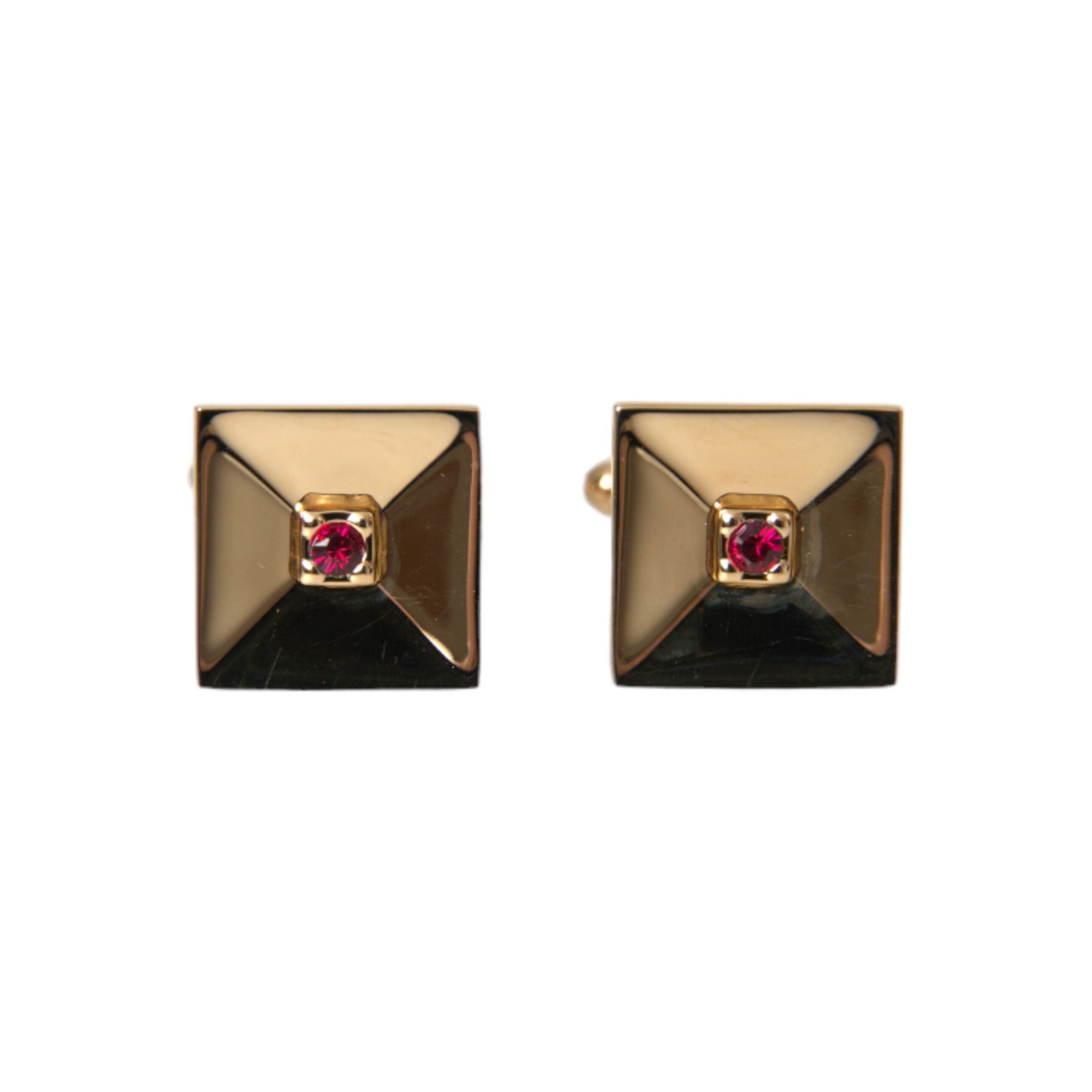 Dolce & Gabbana Gold Plated Brass Crystal Square Cufflinks