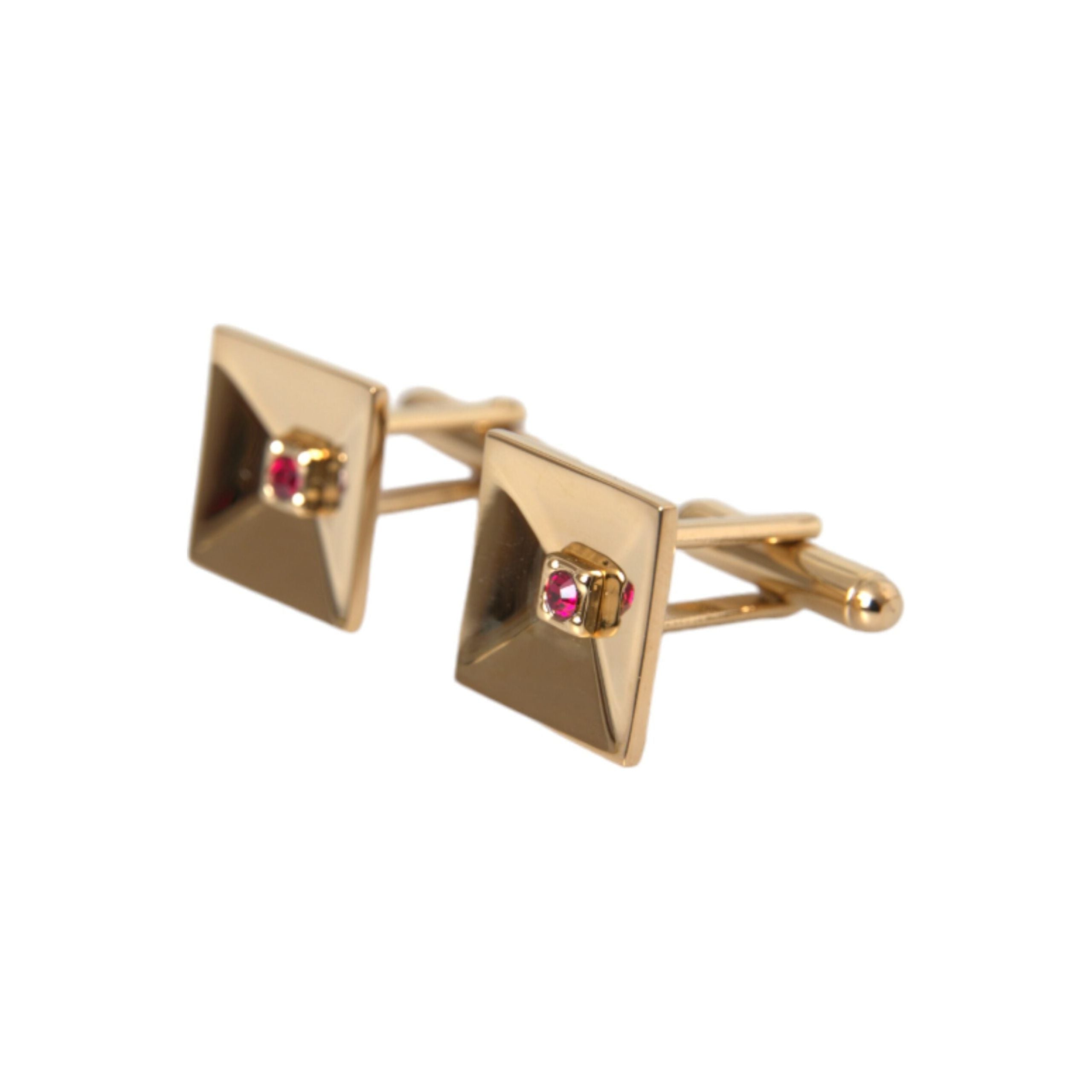 Dolce & Gabbana Gold Plated Brass Crystal Square Cufflinks