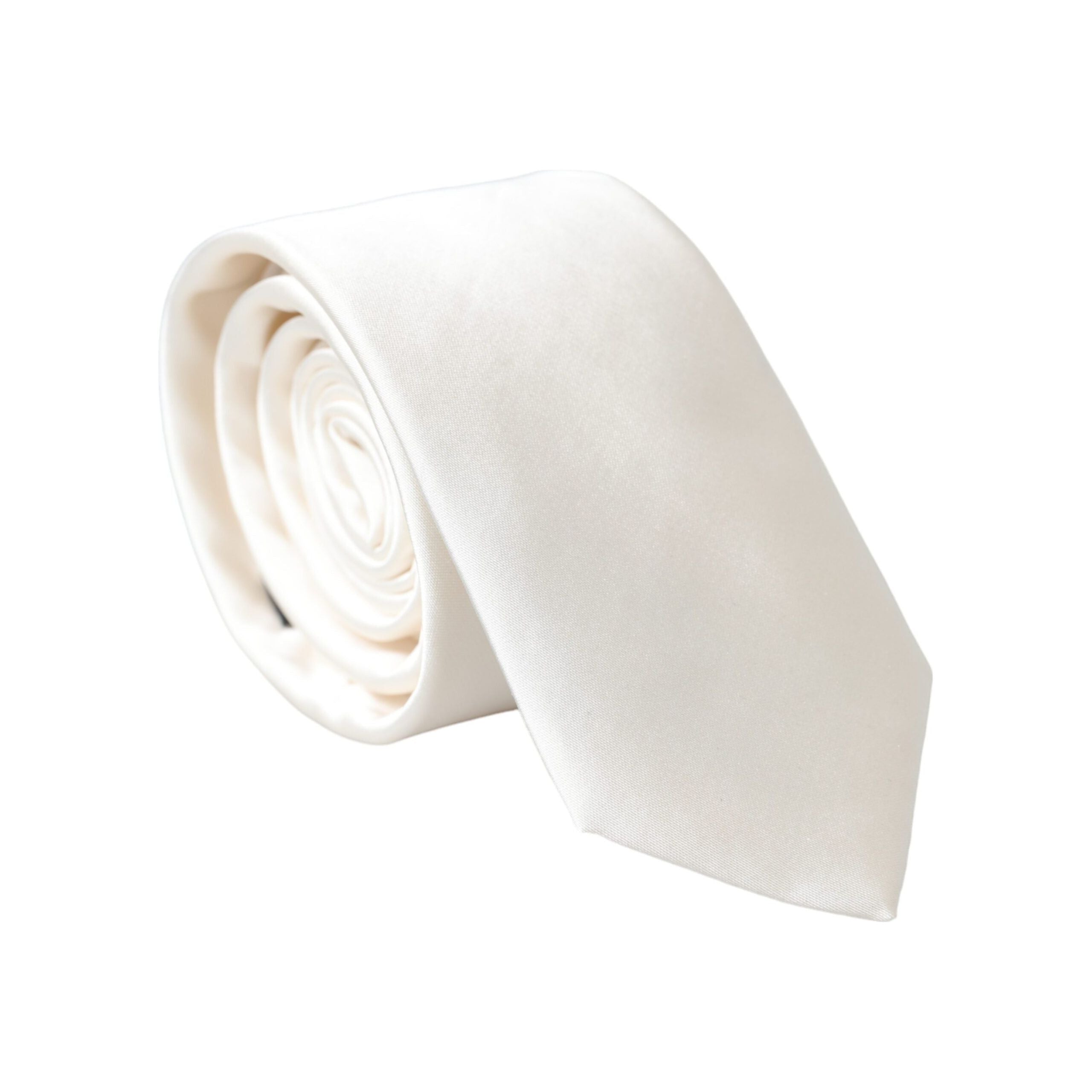Dolce & Gabbana White Solid 100% Silk Adjustable Tie