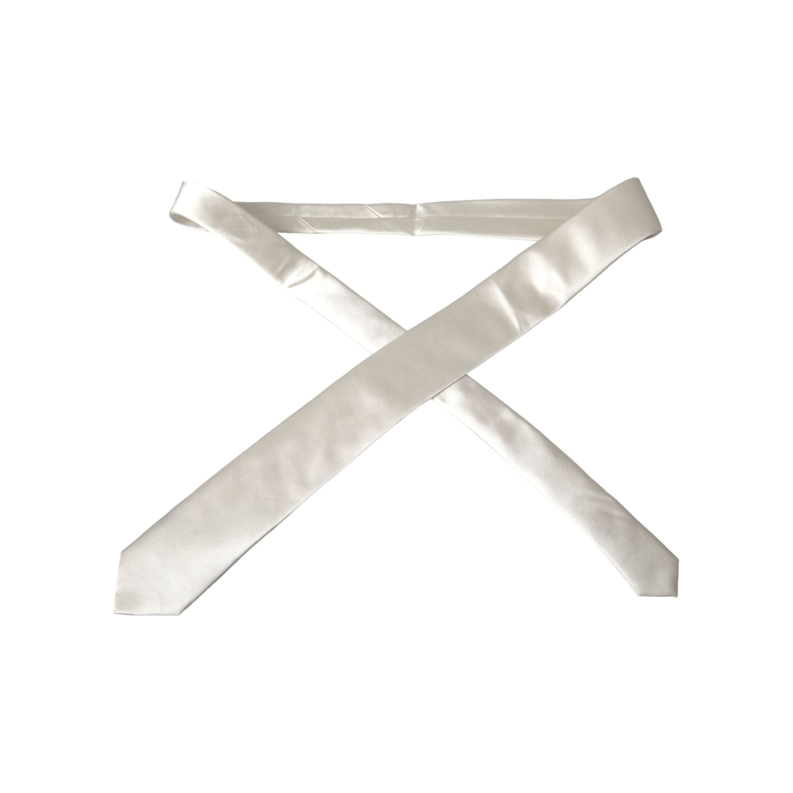 Dolce & Gabbana White Solid 100% Silk Adjustable Tie