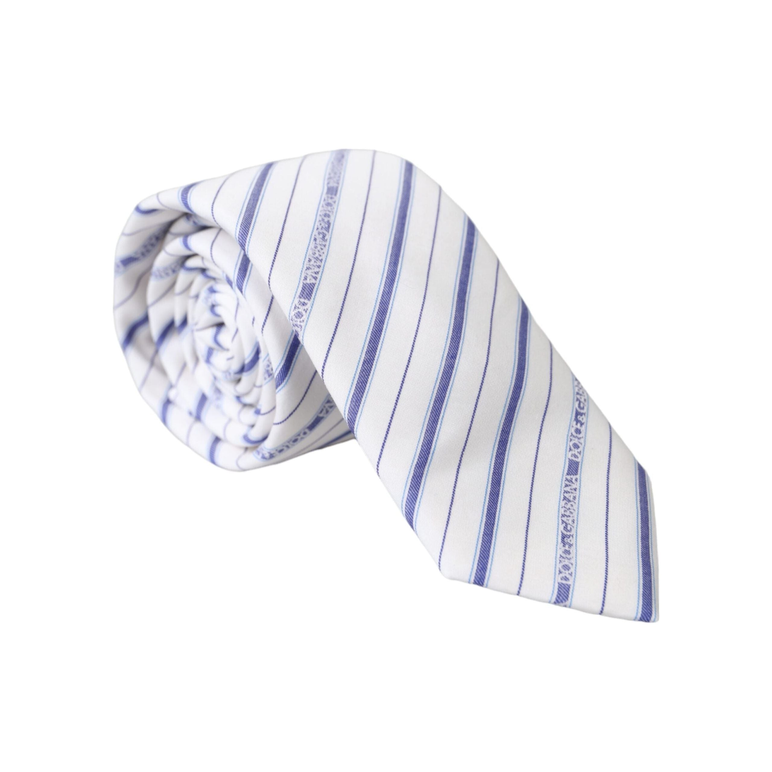 Dolce & Gabbana White Blue Stripes Silk Adjustable Tie