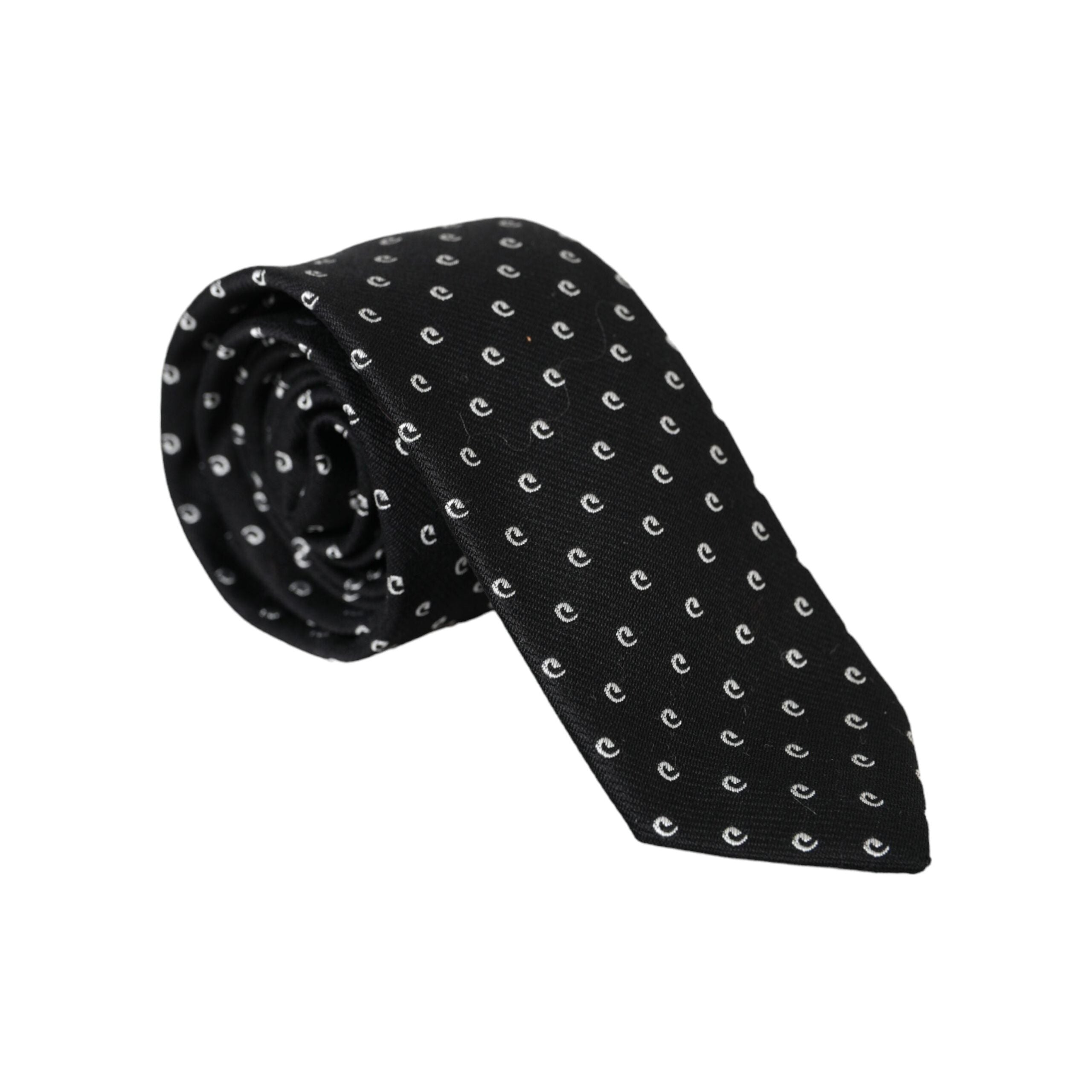 Dolce & Gabbana Black Logo Cotton Blend Adjustable Tie