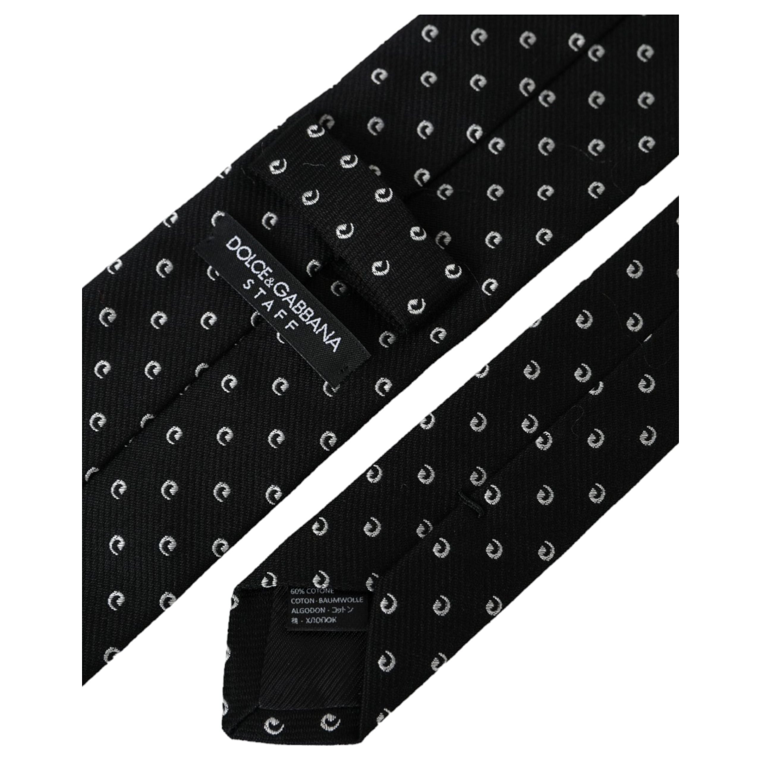 Dolce & Gabbana Black Logo Cotton Blend Adjustable Tie