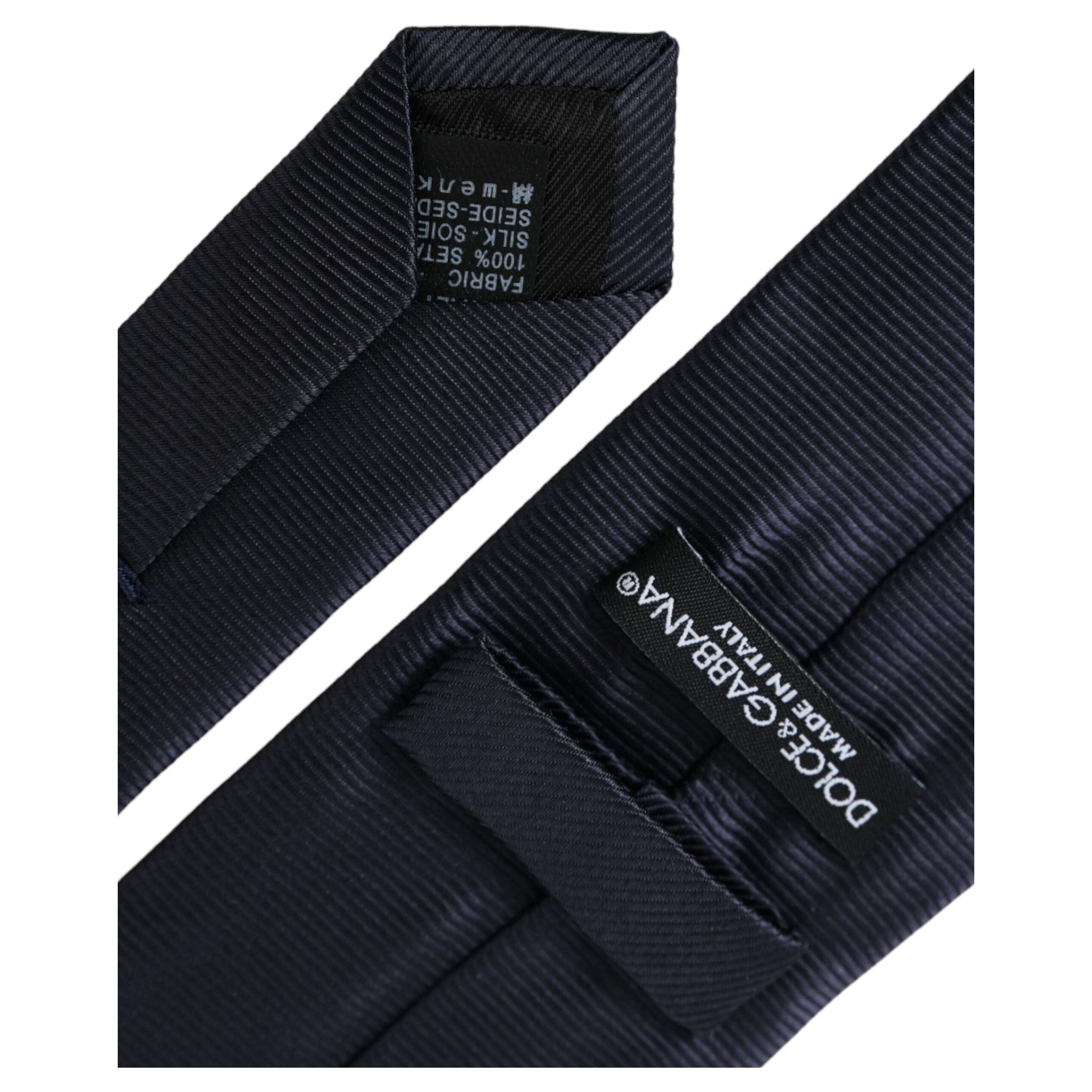 Dolce & Gabbana Blue Solid Silk Adjustable Tie