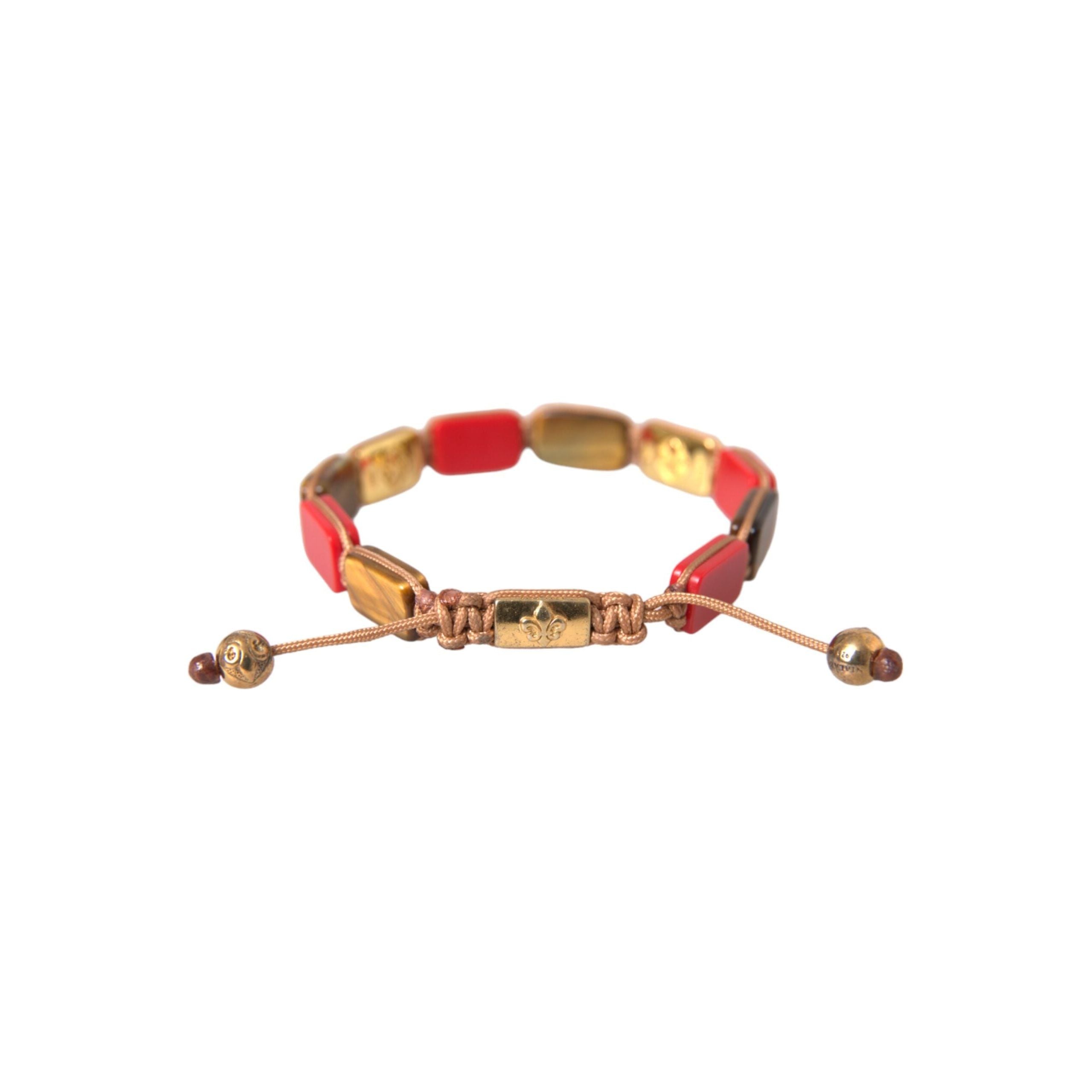 Nialaya Red Coral Tiger Eye 925 Silver Bracelet
