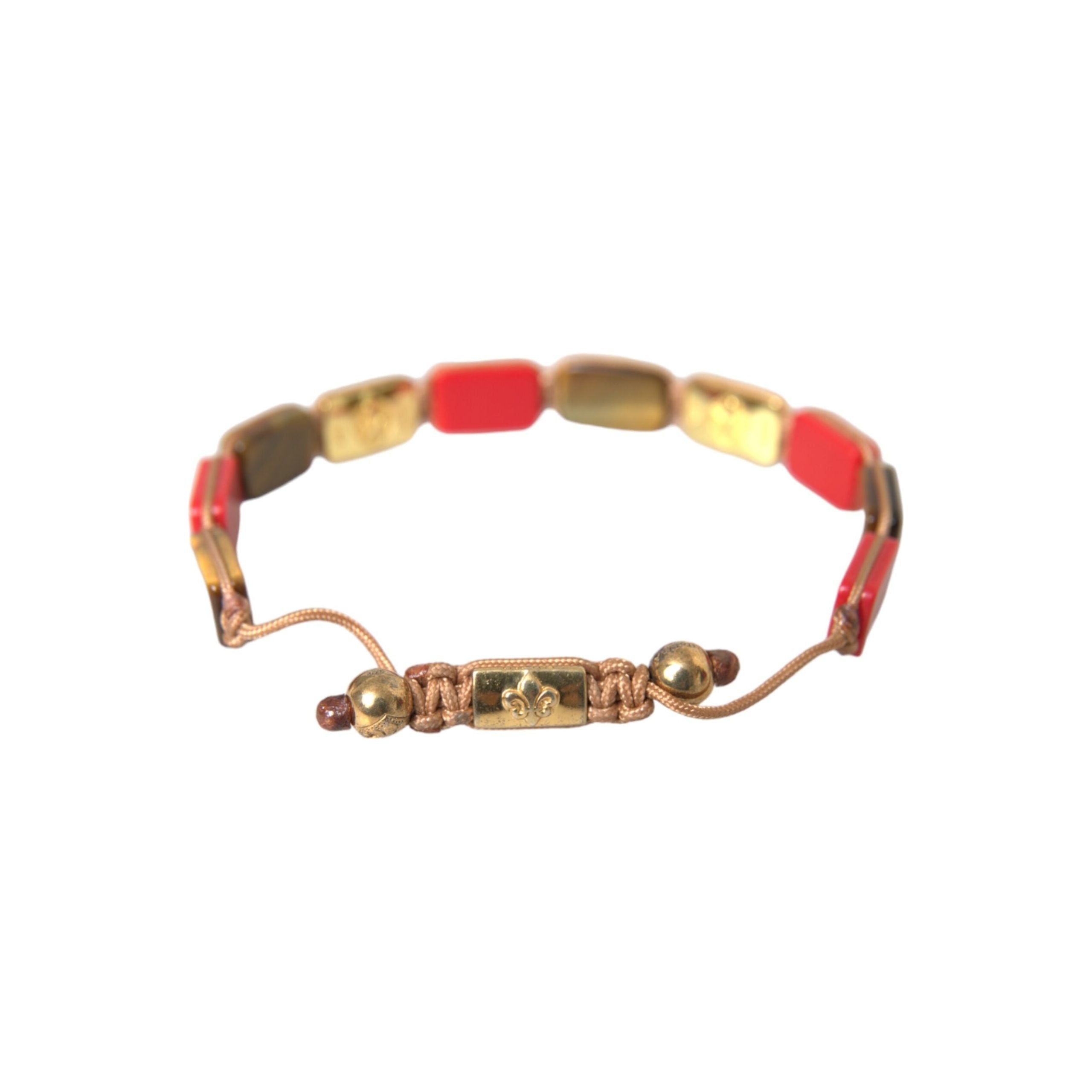 Nialaya Red Coral Tiger Eye 925 Silver Bracelet