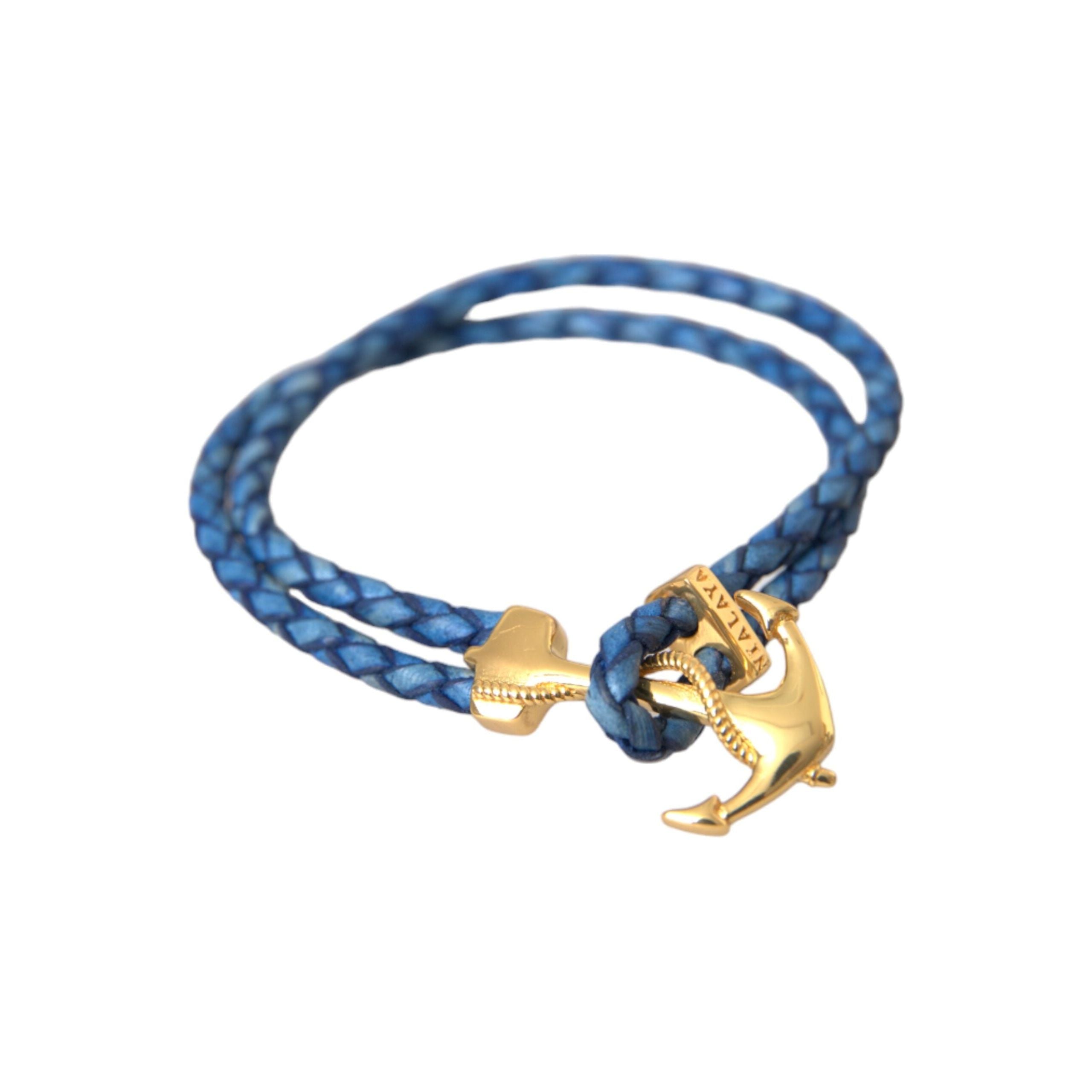 Nialaya Blue Gold 925 Silver Charm Bracelet