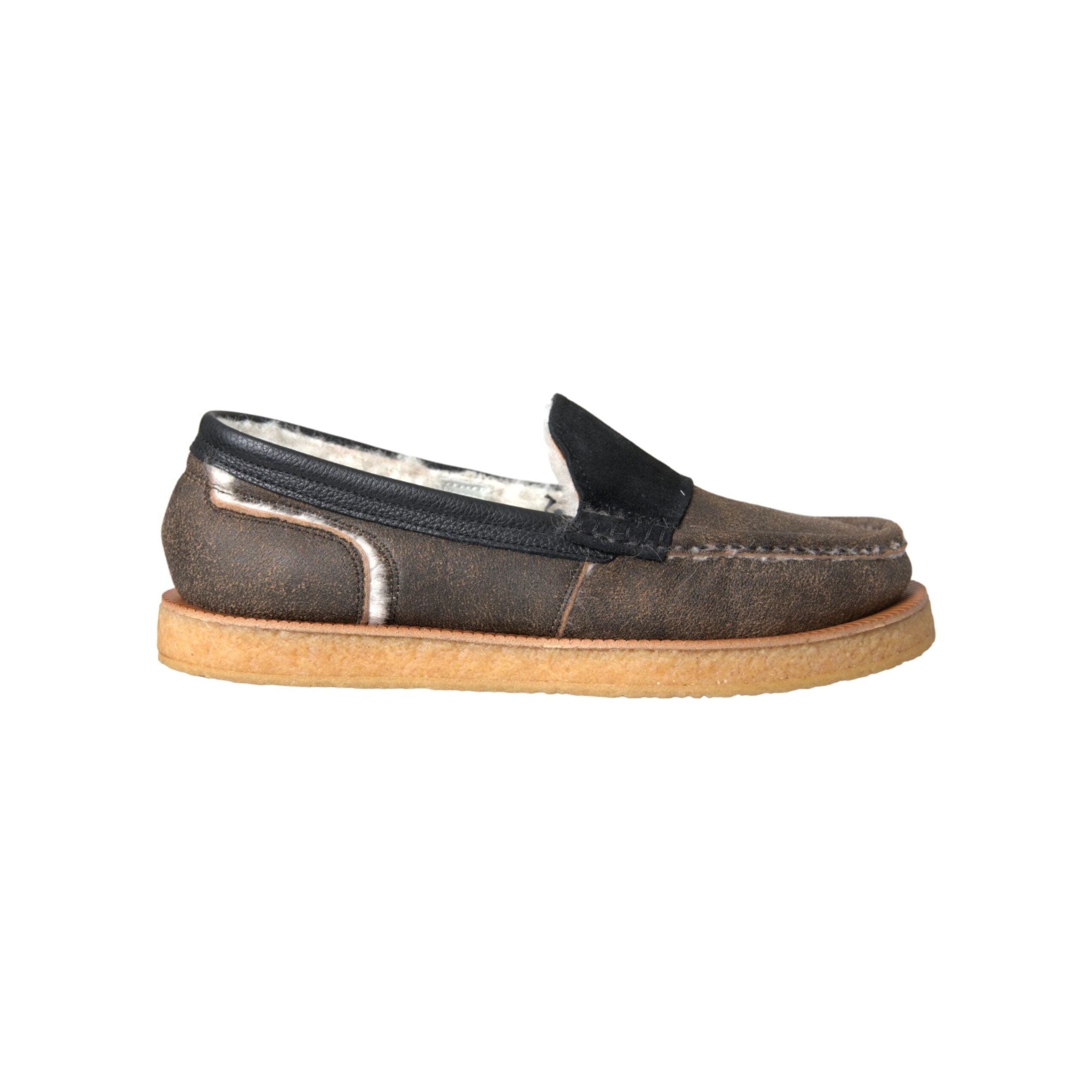 Dolce & Gabbana Brown Black Fur Leather Loafers Shoes