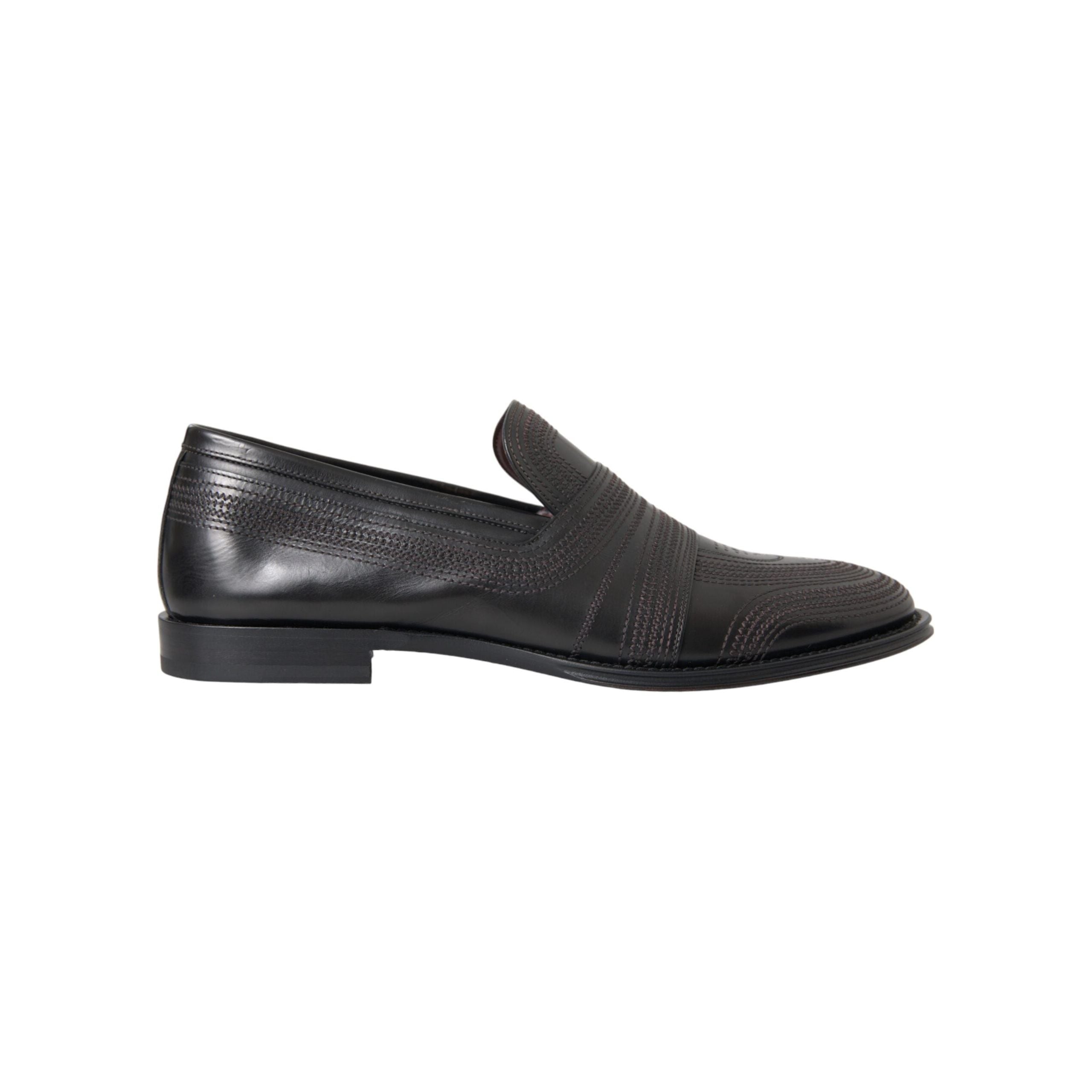 Dolce & Gabbana Black Brown Leather Loafer Dress Shoes
