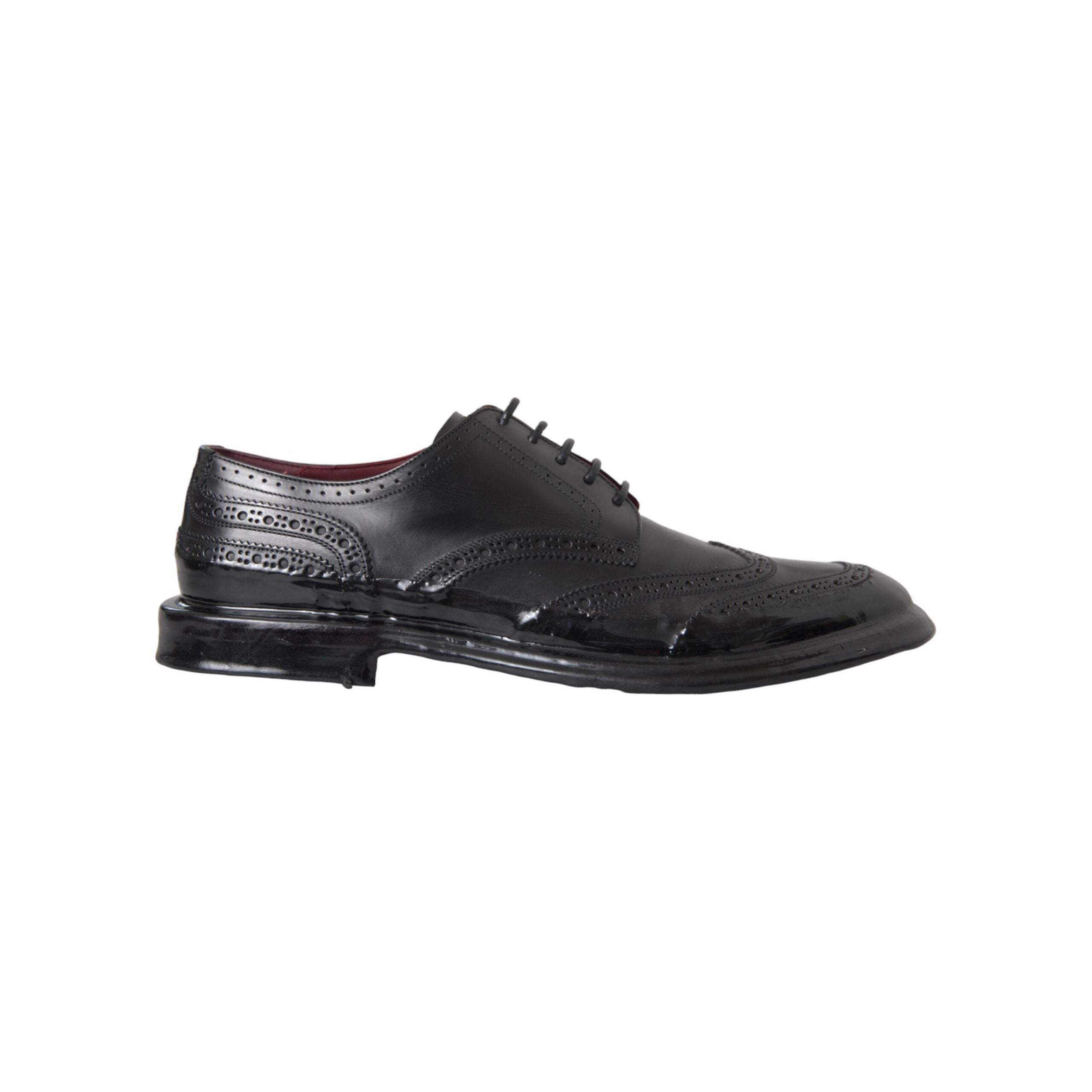 Dolce & Gabbana Black Leather Oxford Wingtip Formal Shoes