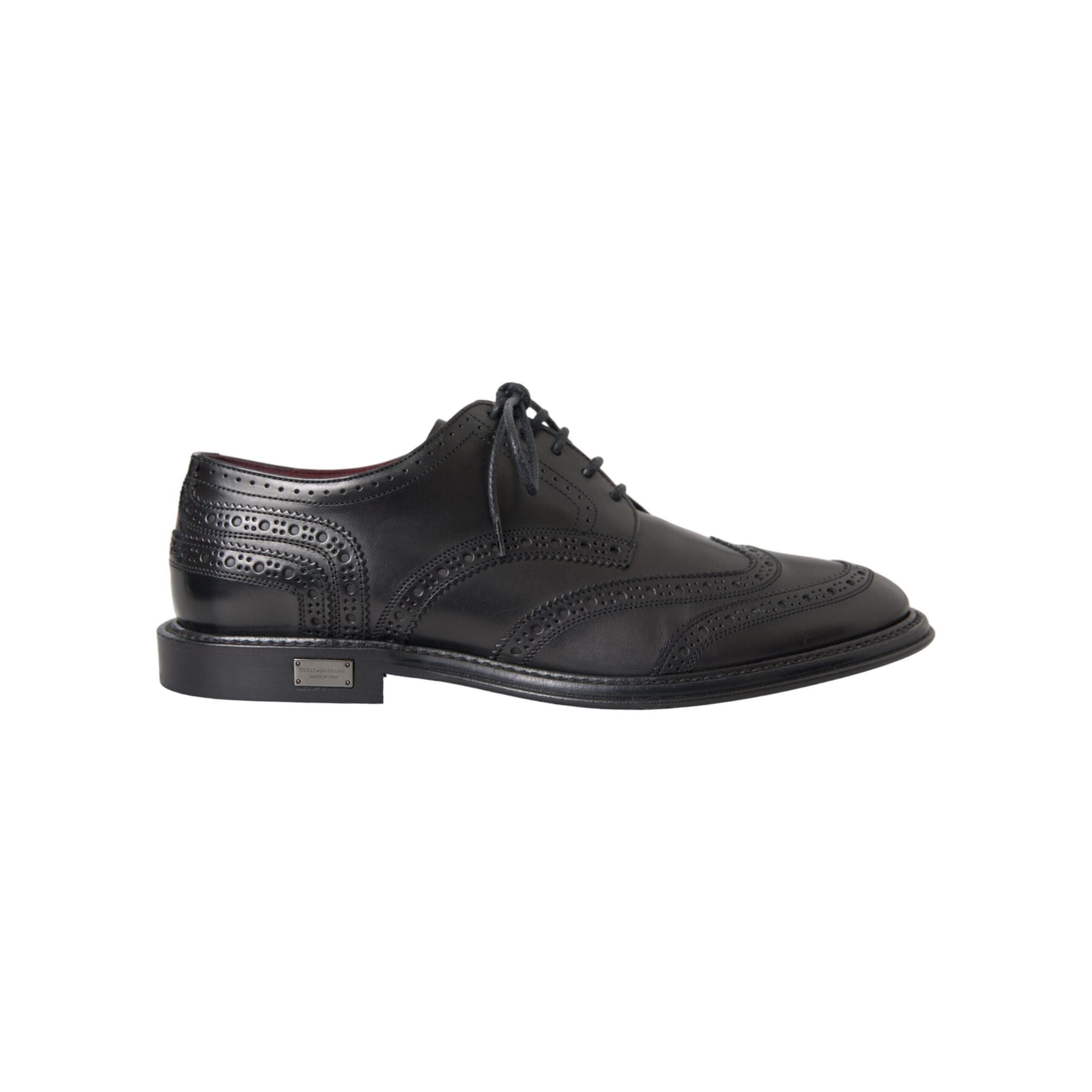 Dolce & Gabbana Black Leather Oxford Wingtip Formal Shoes
