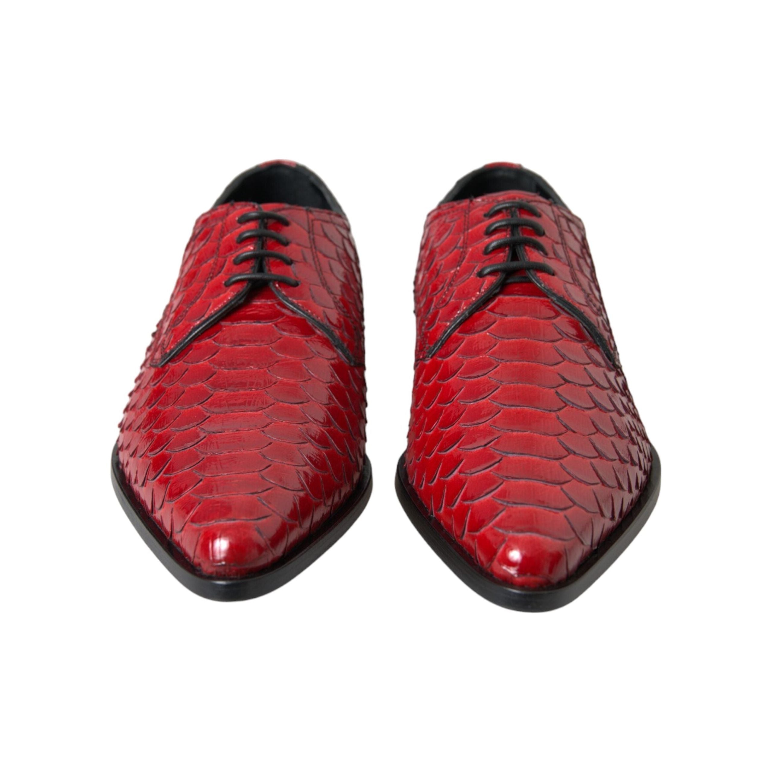 Dolce & Gabbana Red Textured Varnished Derby Formal Shoes
