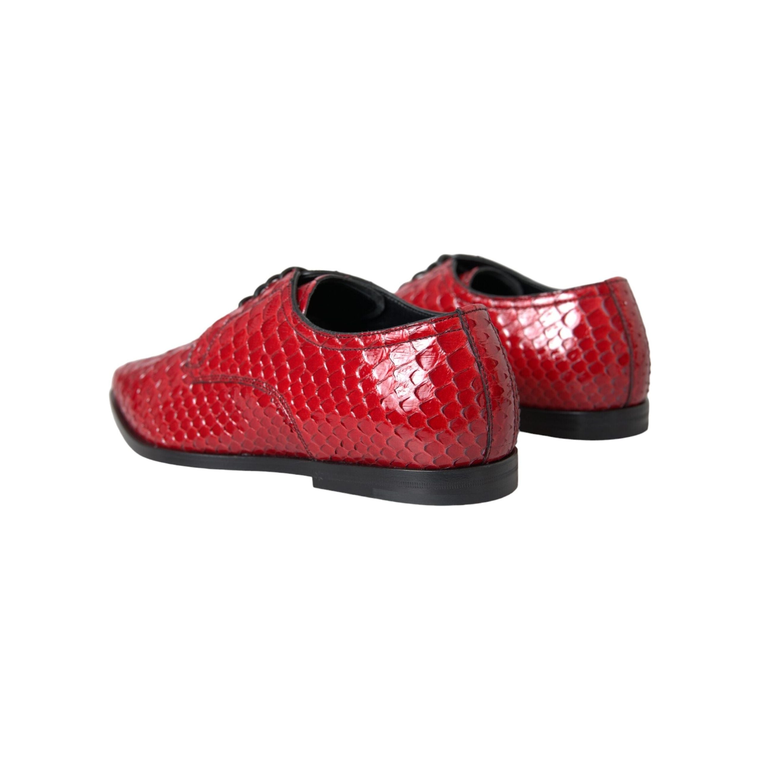 Dolce & Gabbana Red Textured Varnished Derby Formal Shoes