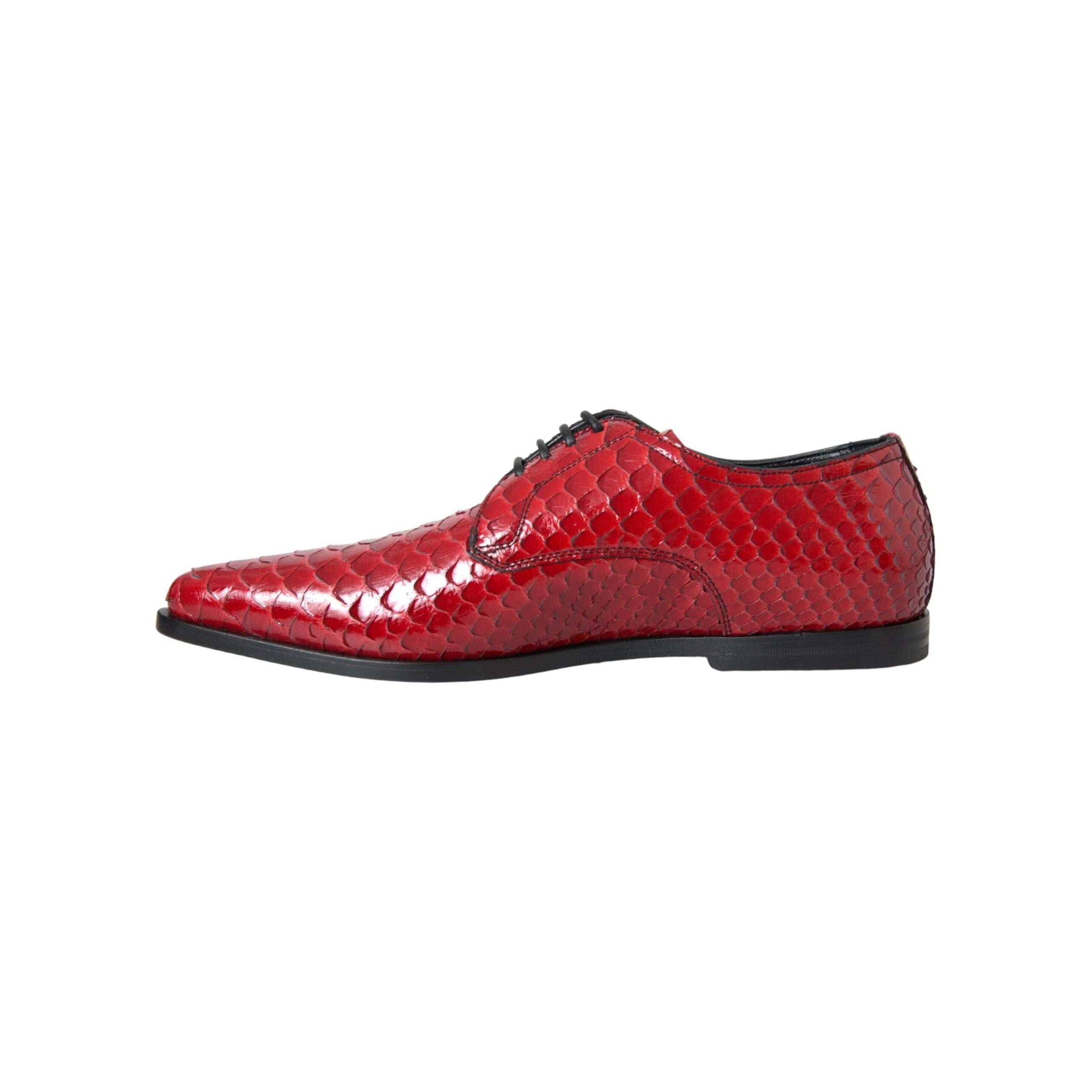 Dolce & Gabbana Red Textured Varnished Derby Formal Shoes