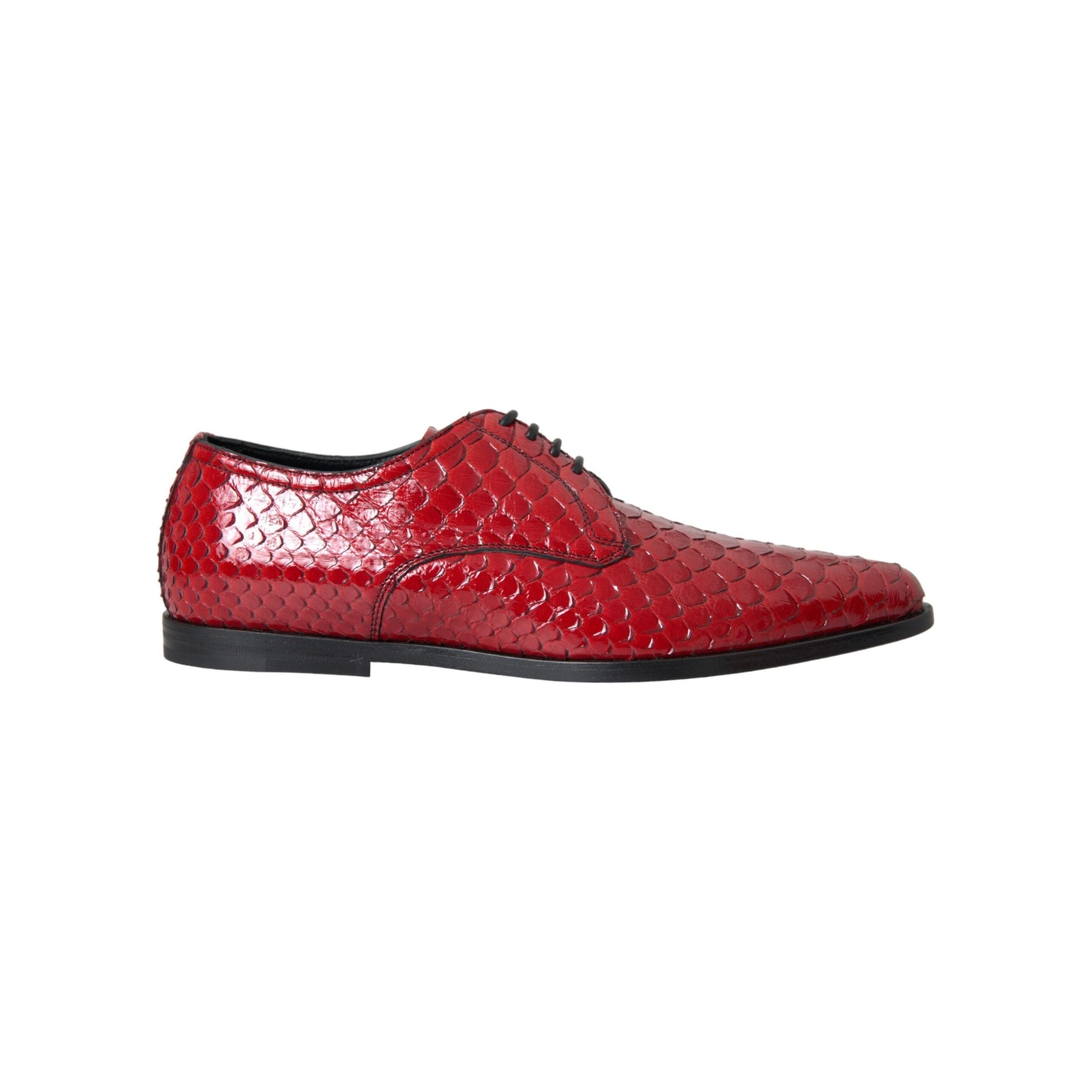 Dolce & Gabbana Red Textured Varnished Derby Formal Shoes