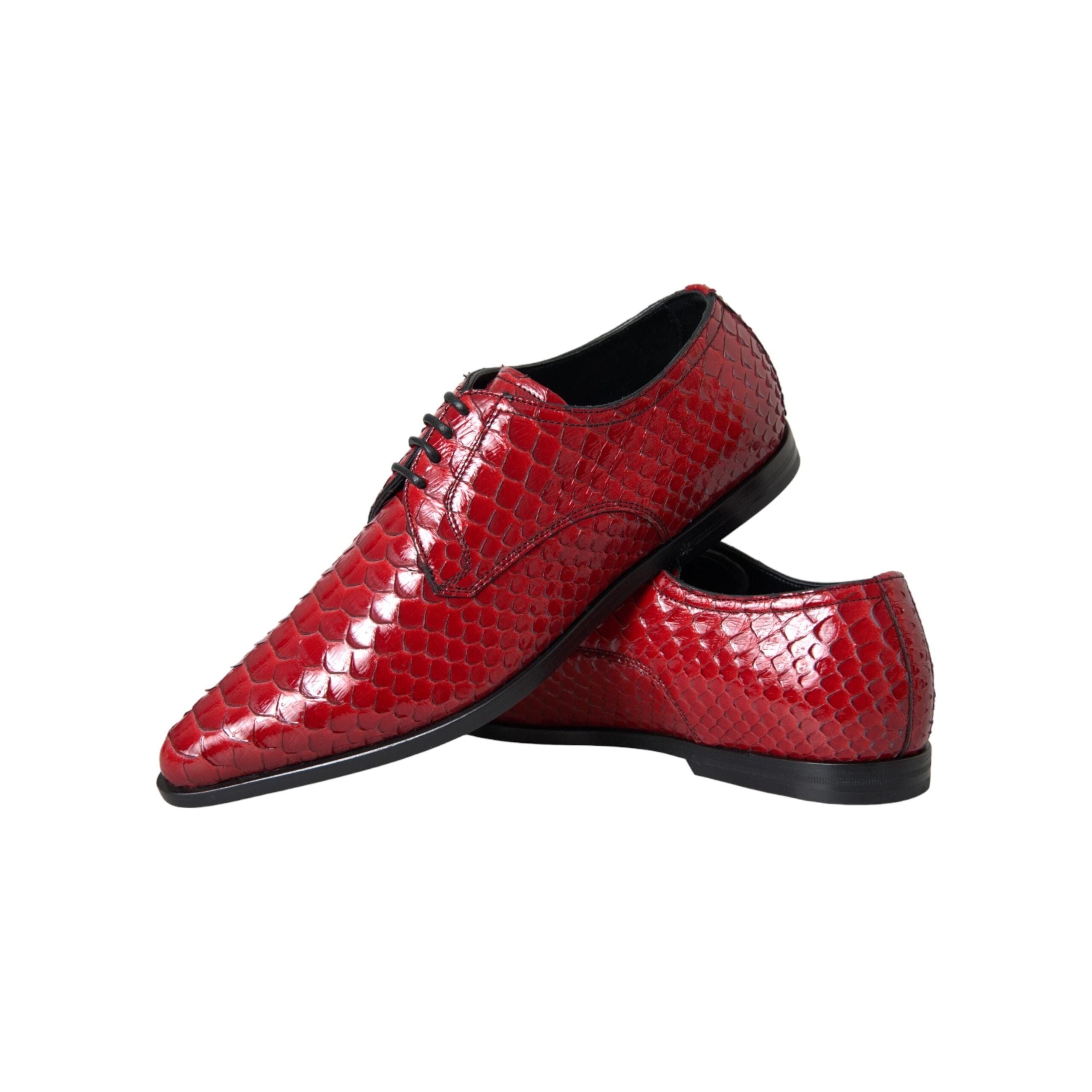 Dolce & Gabbana Red Textured Varnished Derby Formal Shoes