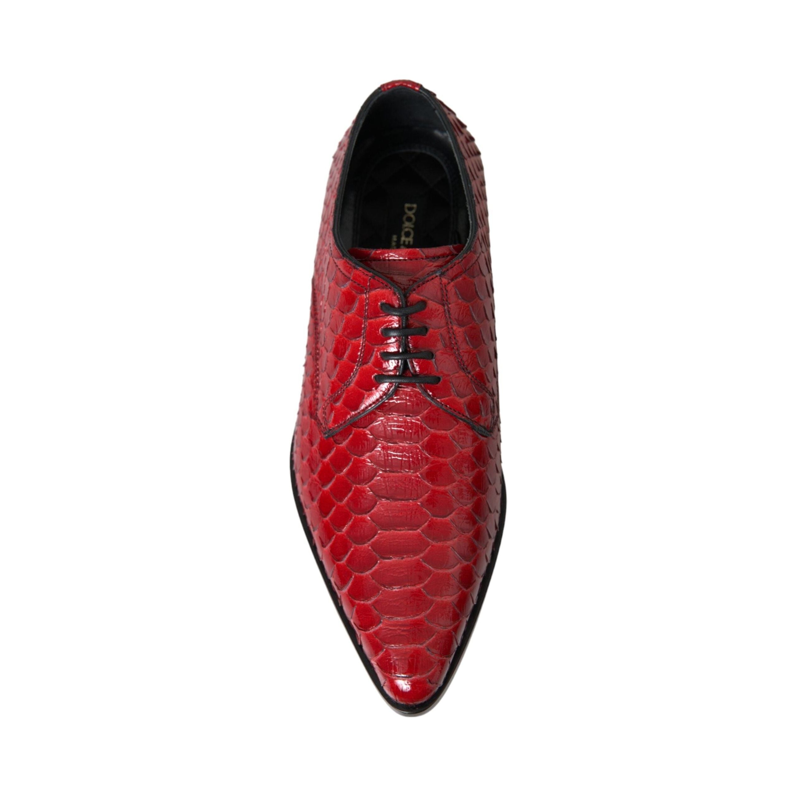Dolce & Gabbana Red Textured Varnished Derby Formal Shoes