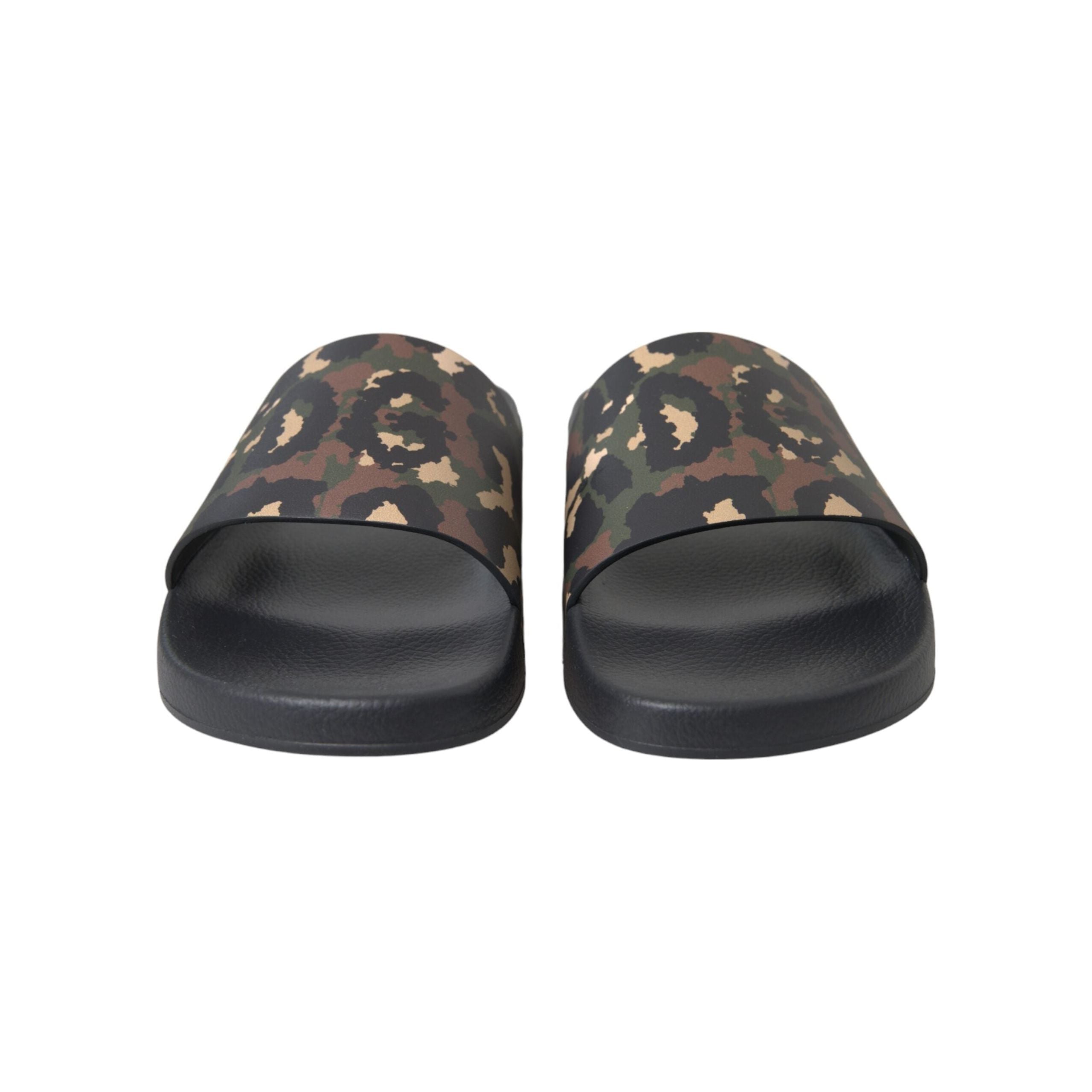 Dolce & Gabbana Multicolor Camouflage Leather Beachwear Shoes