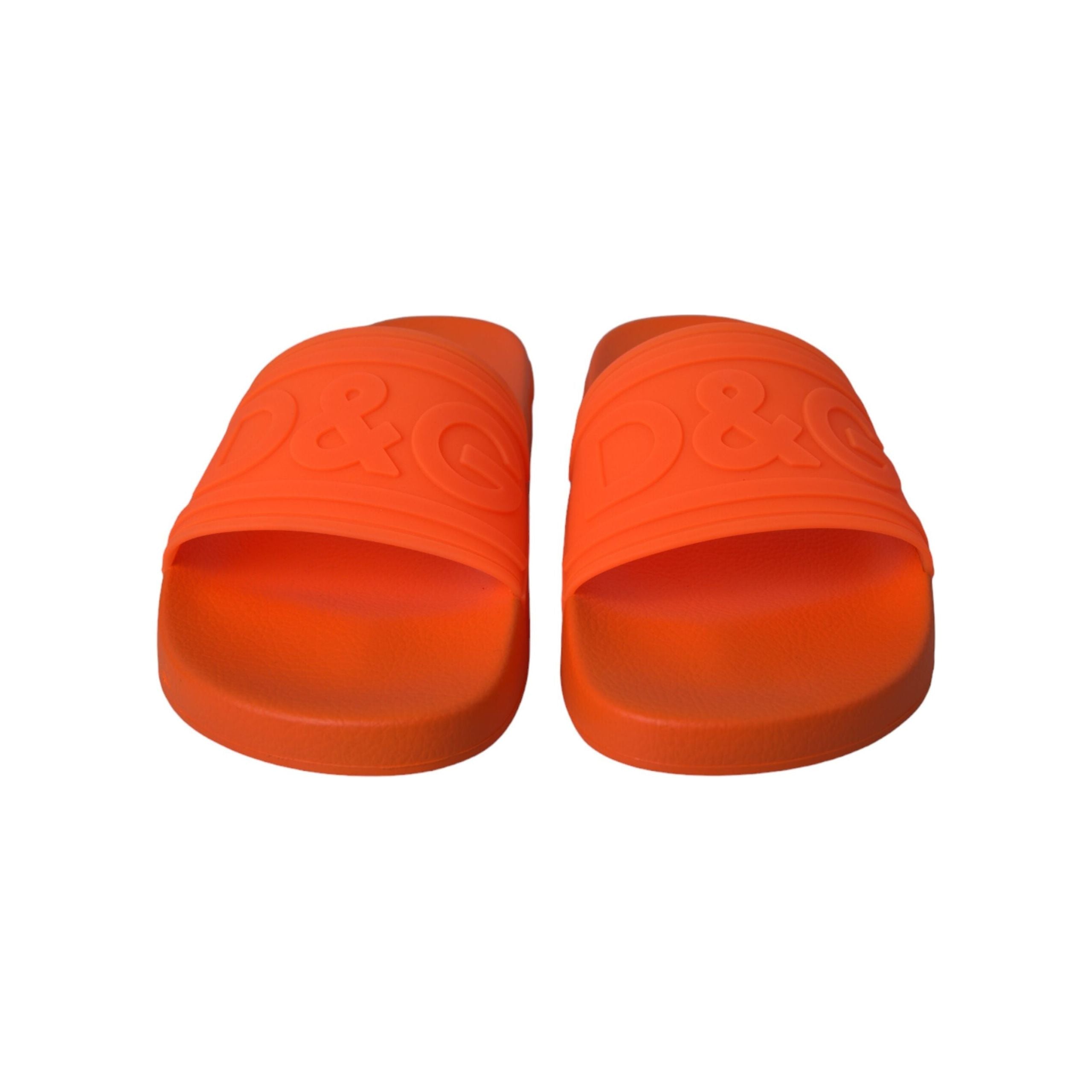 Dolce & Gabbana Orange Rubber Slides Sandals Beachwear Shoes