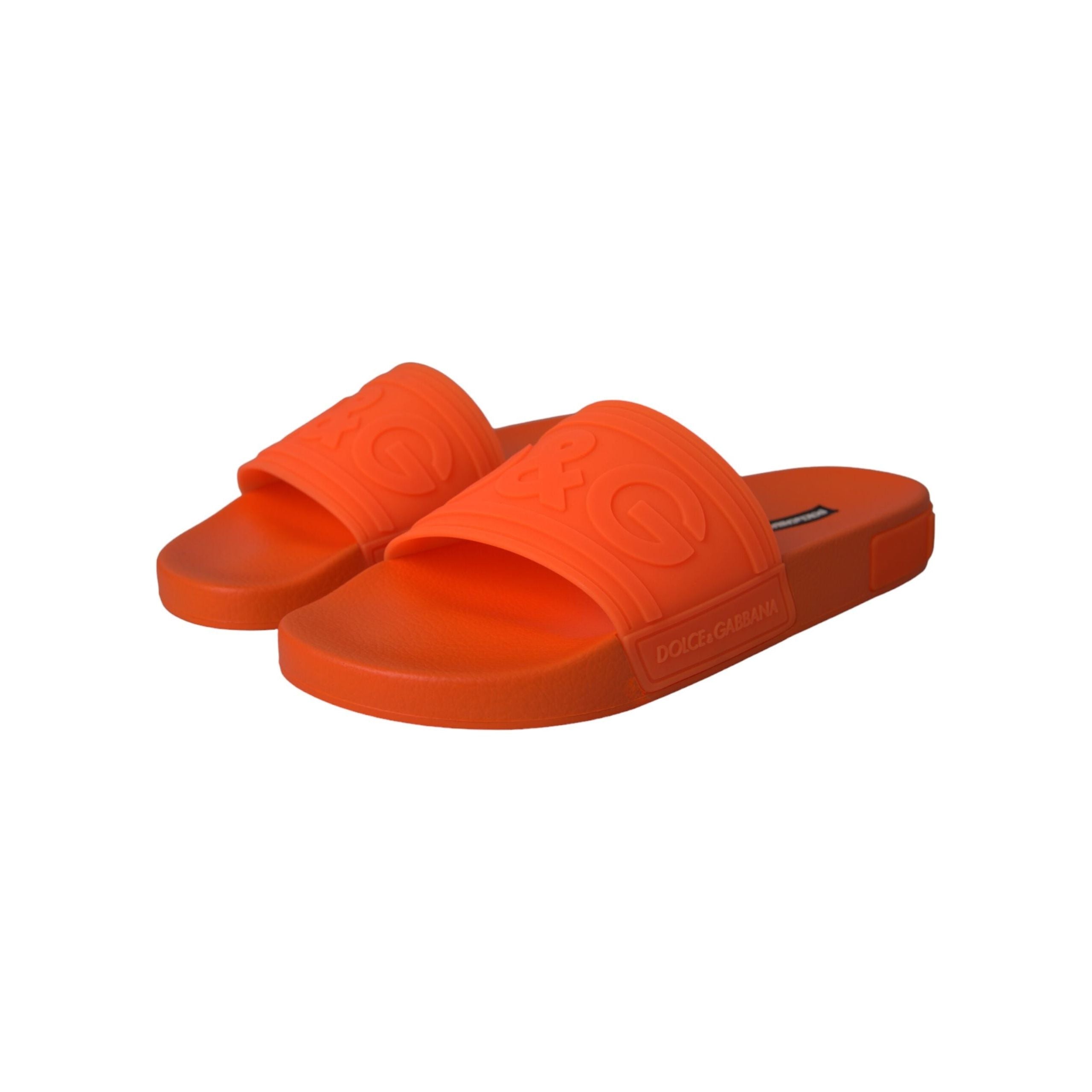 Dolce & Gabbana Orange Rubber Slides Sandals Beachwear Shoes