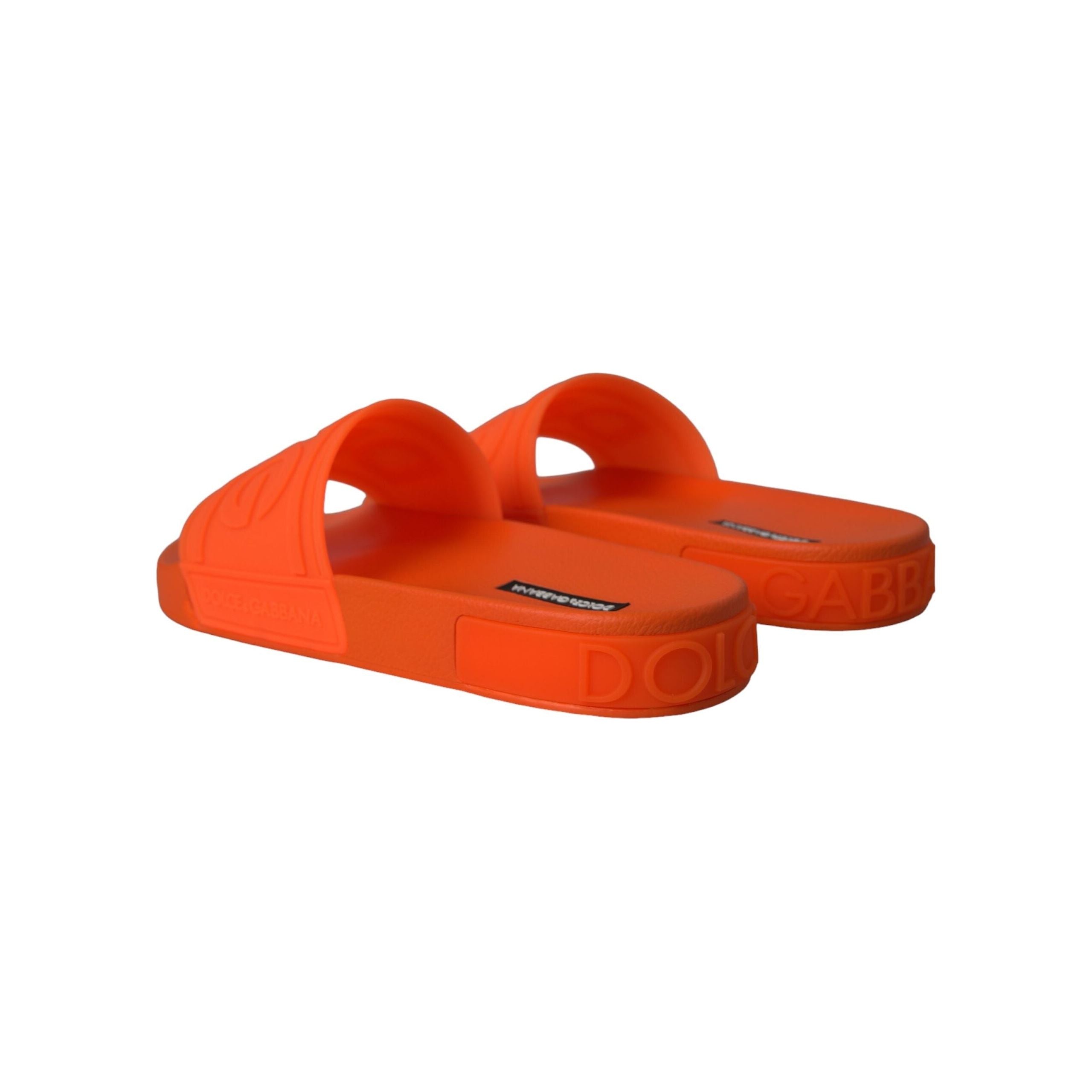 Dolce & Gabbana Orange Rubber Slides Sandals Beachwear Shoes