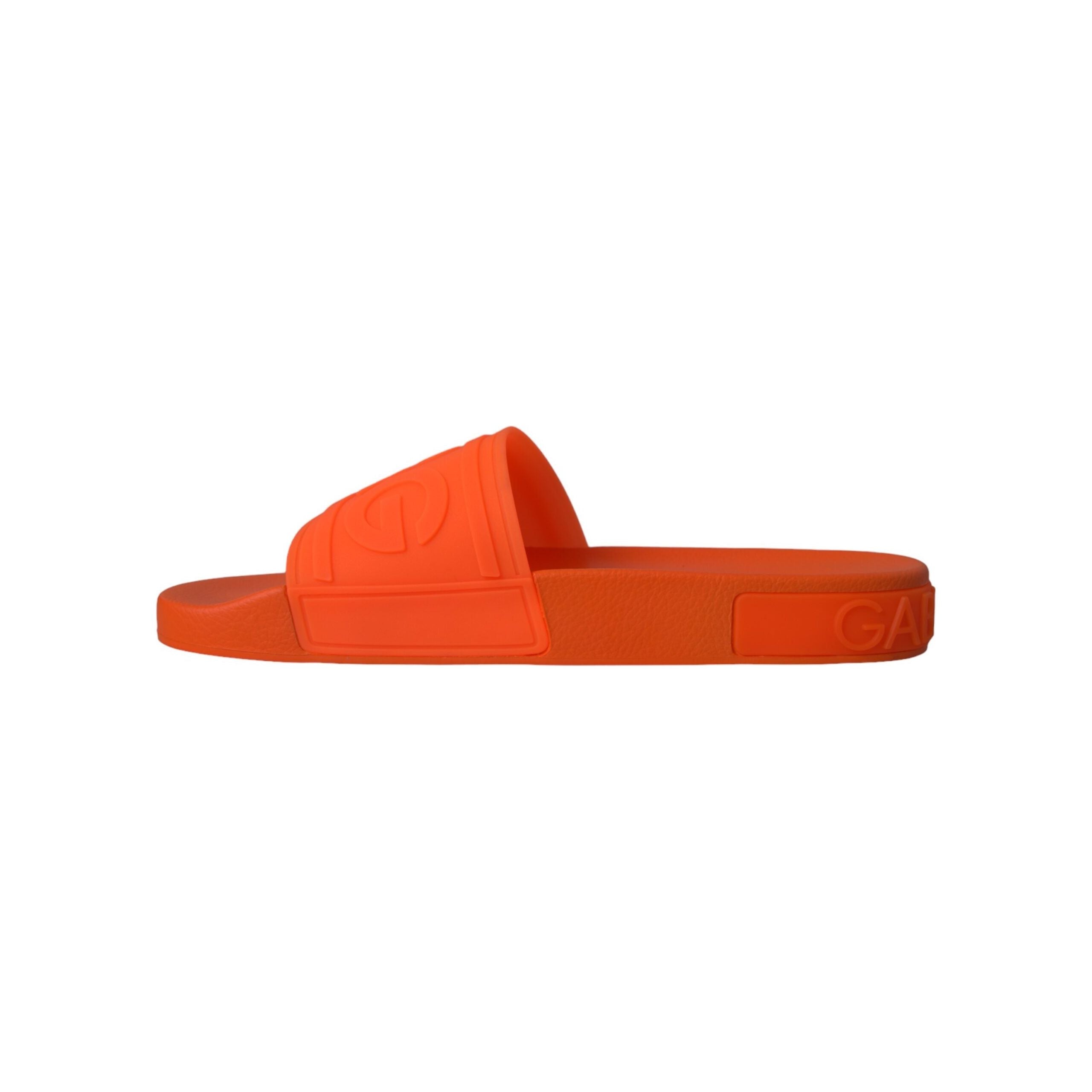 Dolce & Gabbana Orange Rubber Slides Sandals Beachwear Shoes