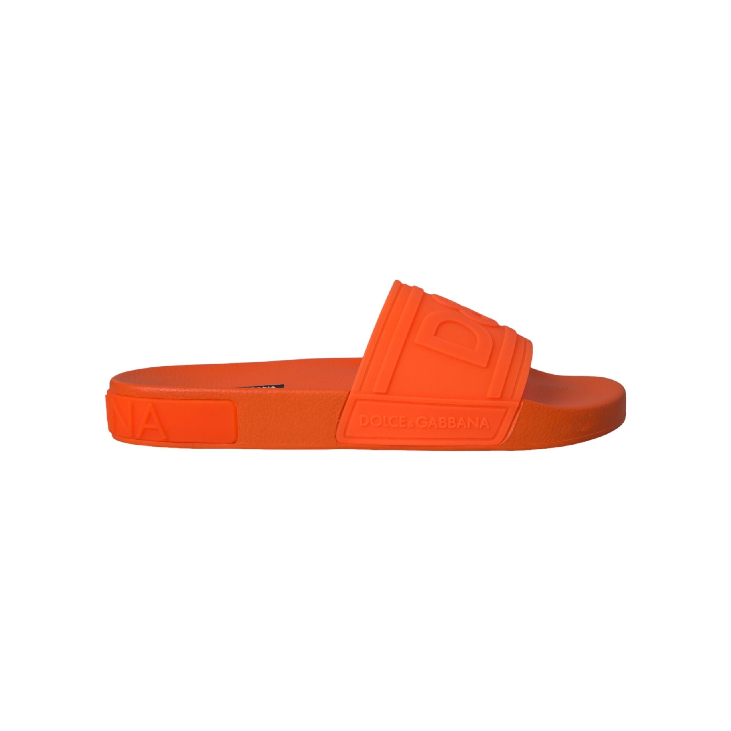 Dolce & Gabbana Orange Rubber Slides Sandals Beachwear Shoes