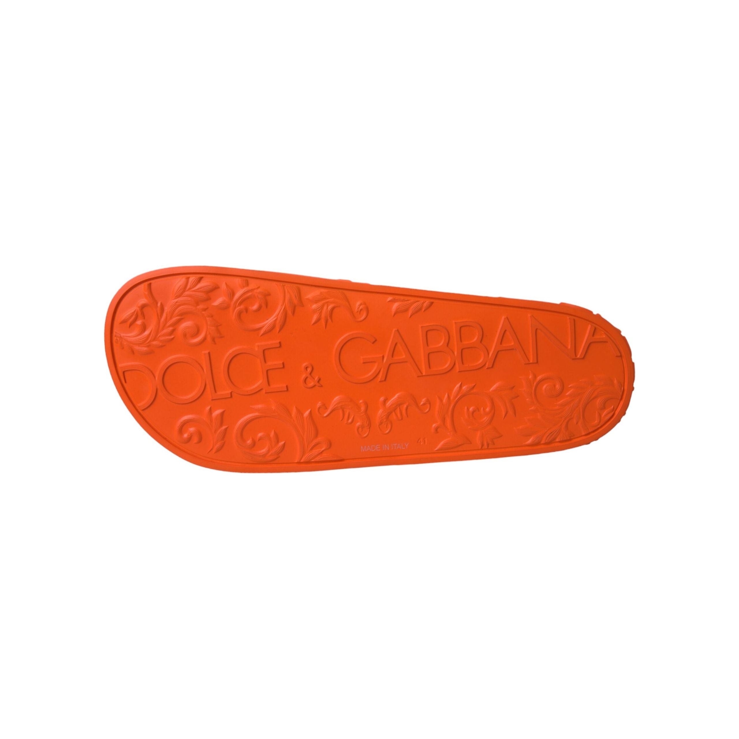 Dolce & Gabbana Orange Rubber Slides Sandals Beachwear Shoes