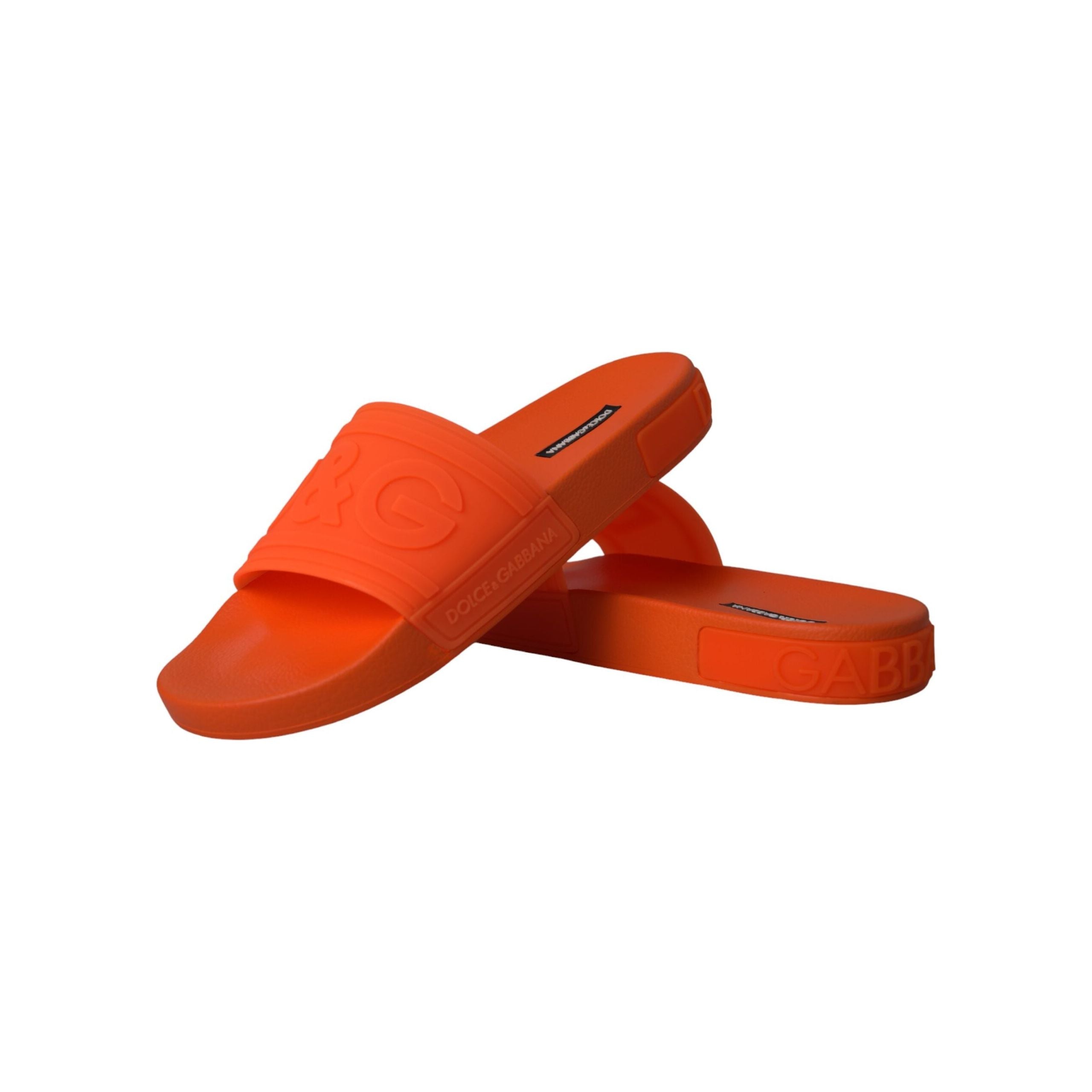 Dolce & Gabbana Orange Rubber Slides Sandals Beachwear Shoes