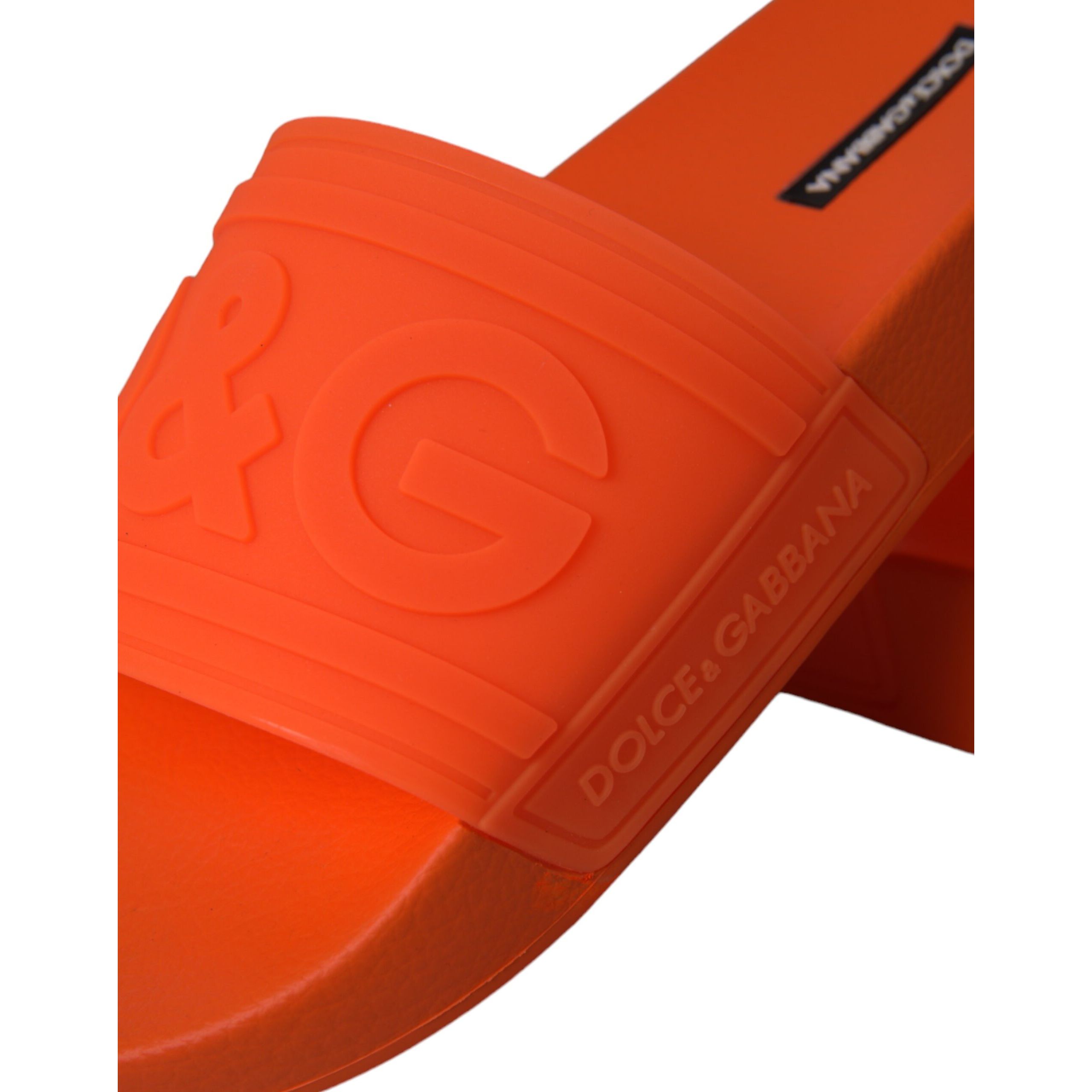 Dolce & Gabbana Orange Rubber Slides Sandals Beachwear Shoes