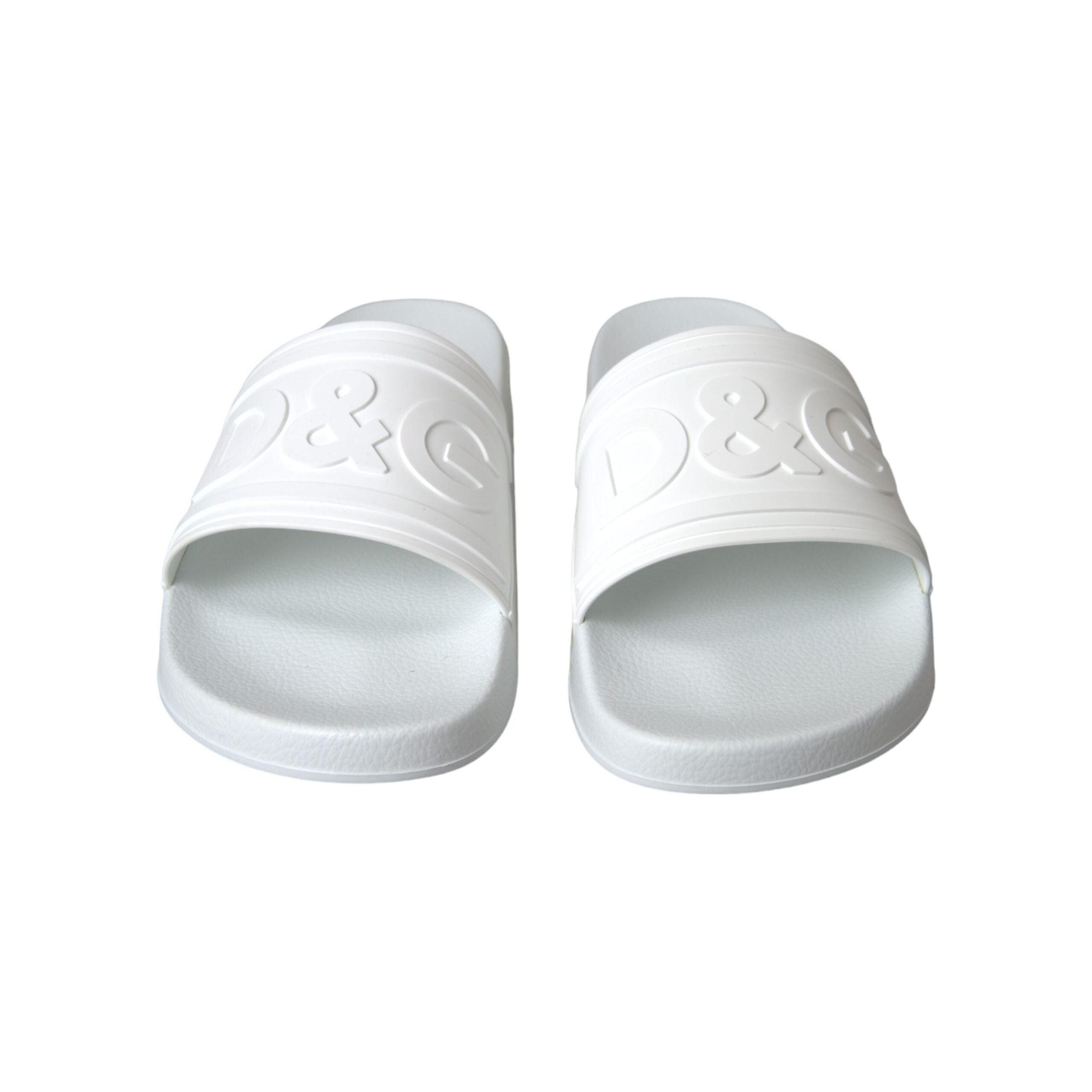Dolce & Gabbana White Rubber Slides Sandals Beachwear Shoes