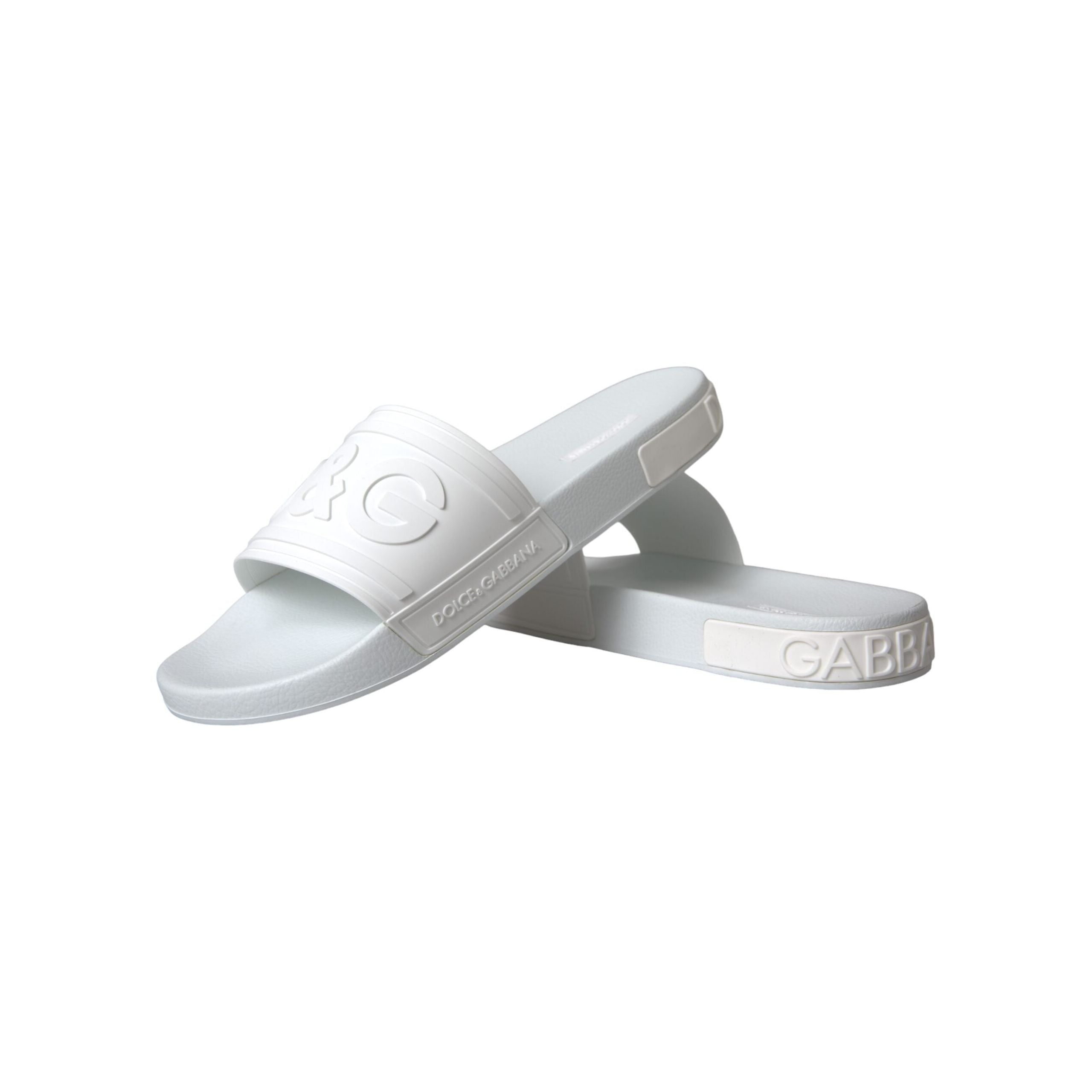 Dolce & Gabbana White Rubber Slides Sandals Beachwear Shoes