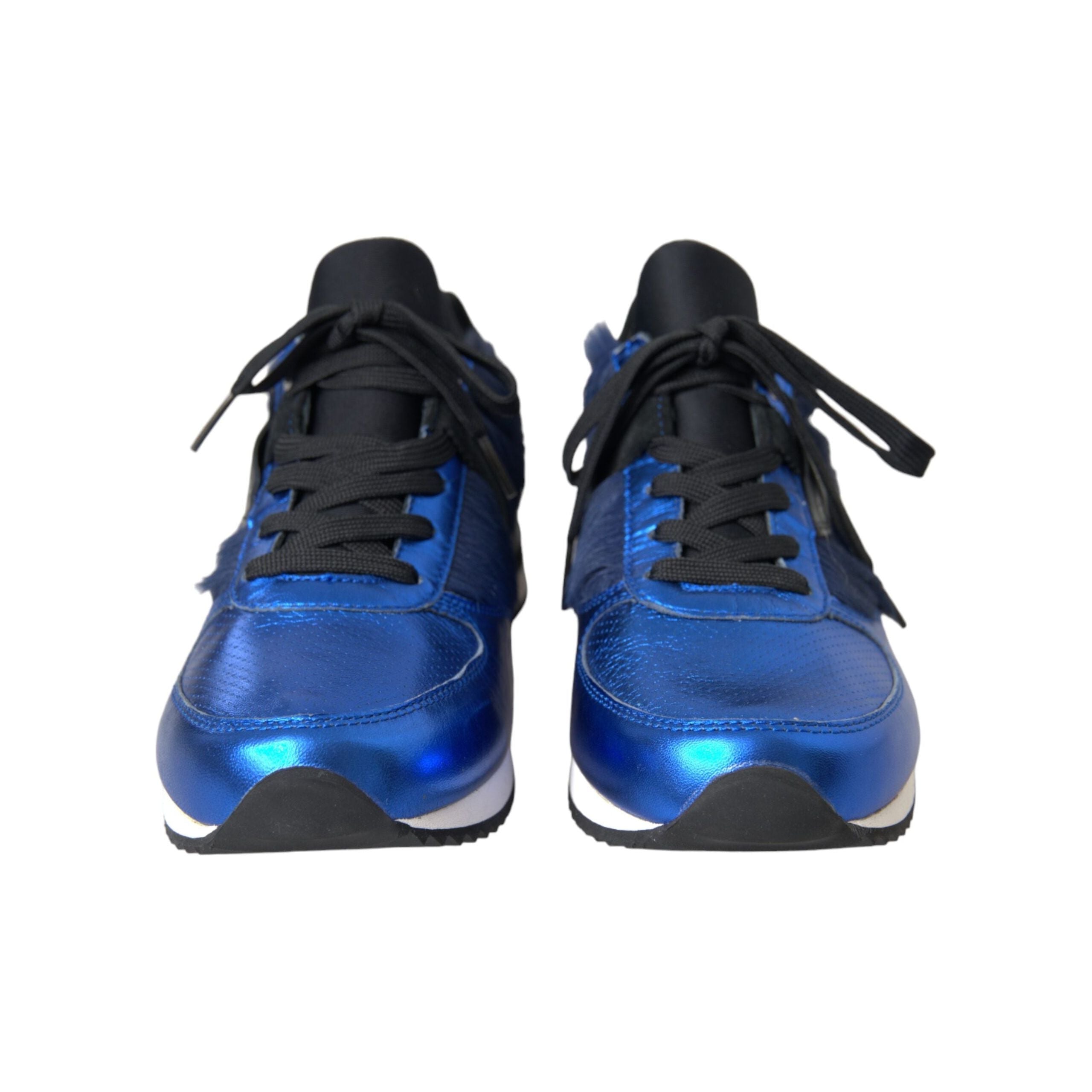 Dolce & Gabbana Blue Black Calf Hair Leather Sneakers