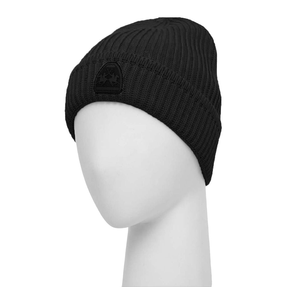 La Martina Black Acrylic Beanie for Elevated Style