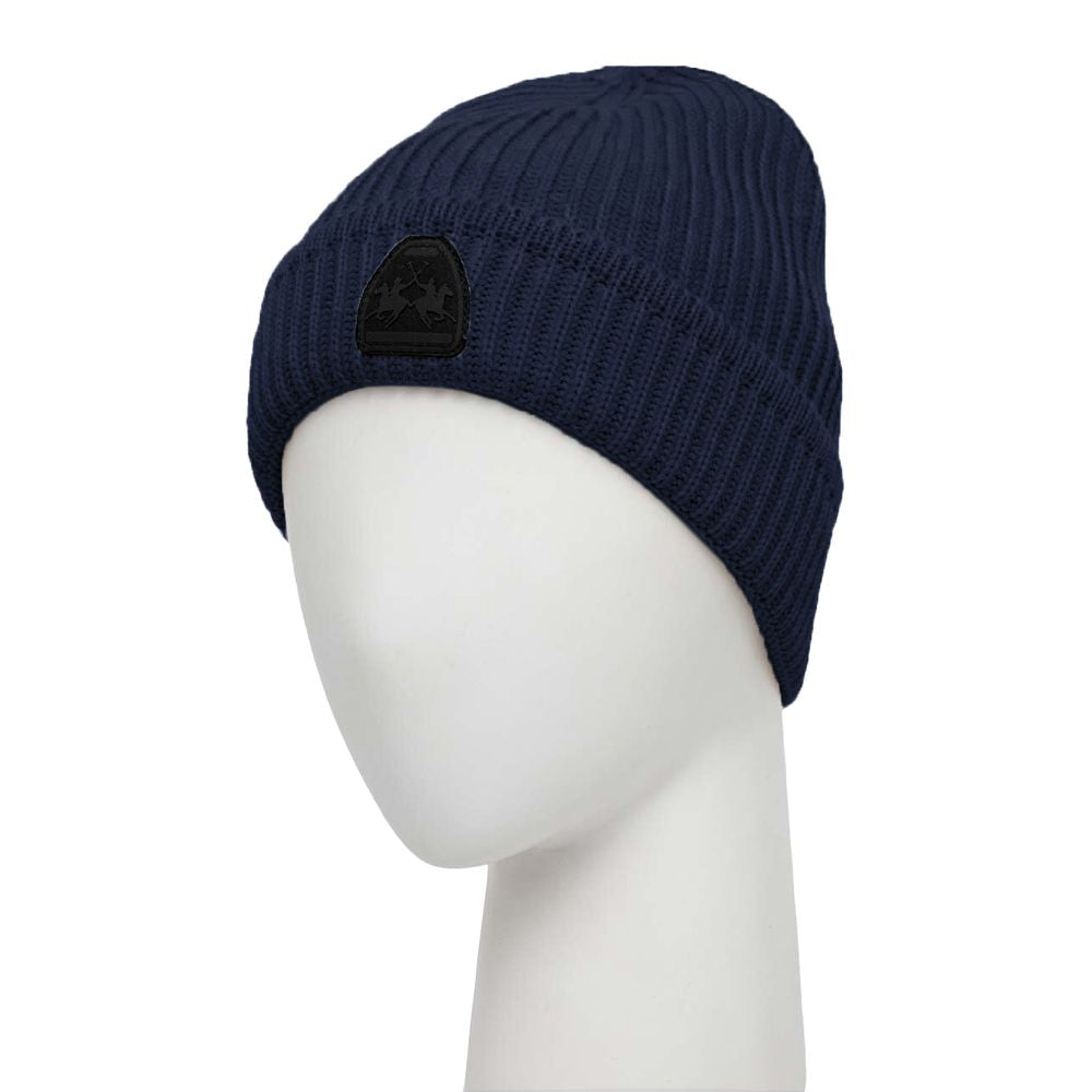 La Martina Blue Acrylic Beanie for Elevated Winter Style