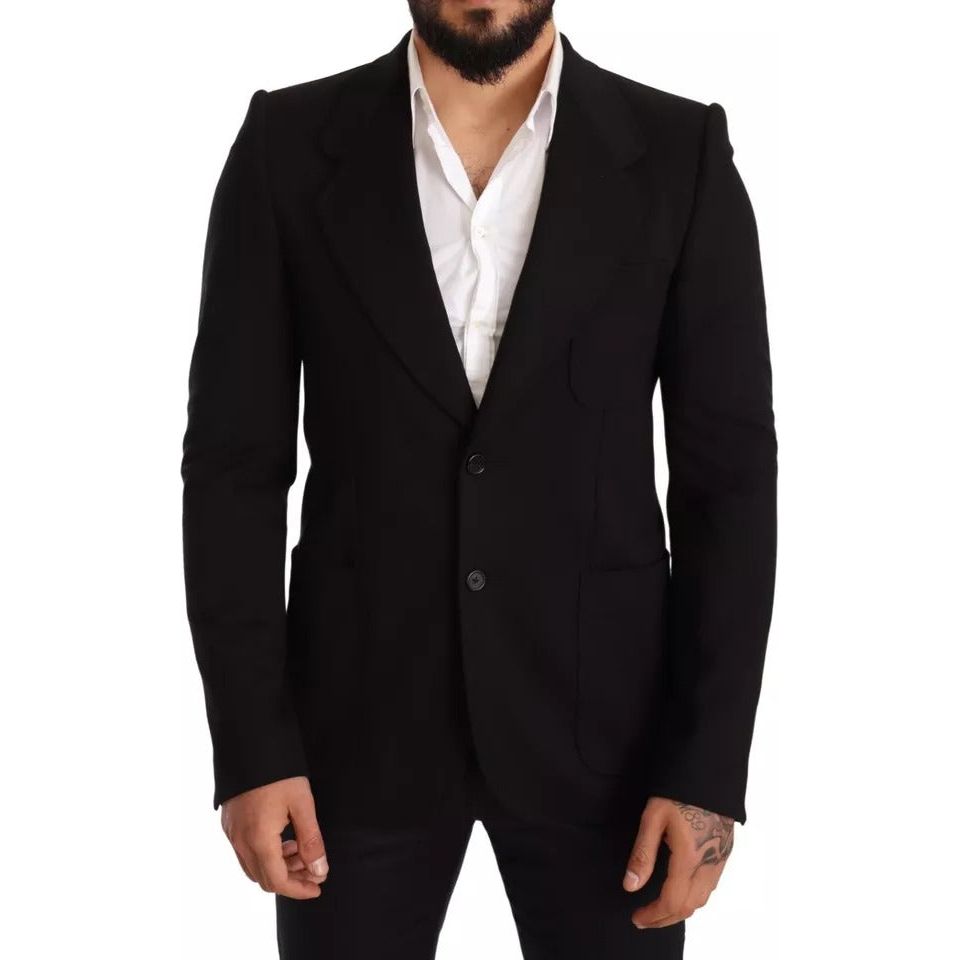 Dolce & Gabbana Black Wool Slim Fit Blazer Jacket