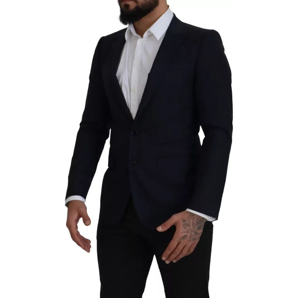 Dolce & Gabbana Blue Wool Single Breasted Coat Blazer