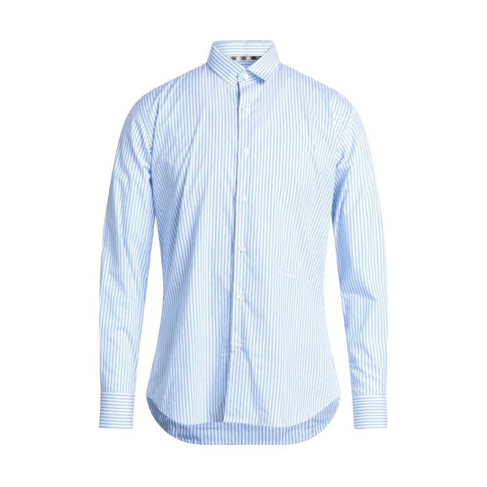 Aquascutum Light Blue Cotton Shirt Classic Stripes
