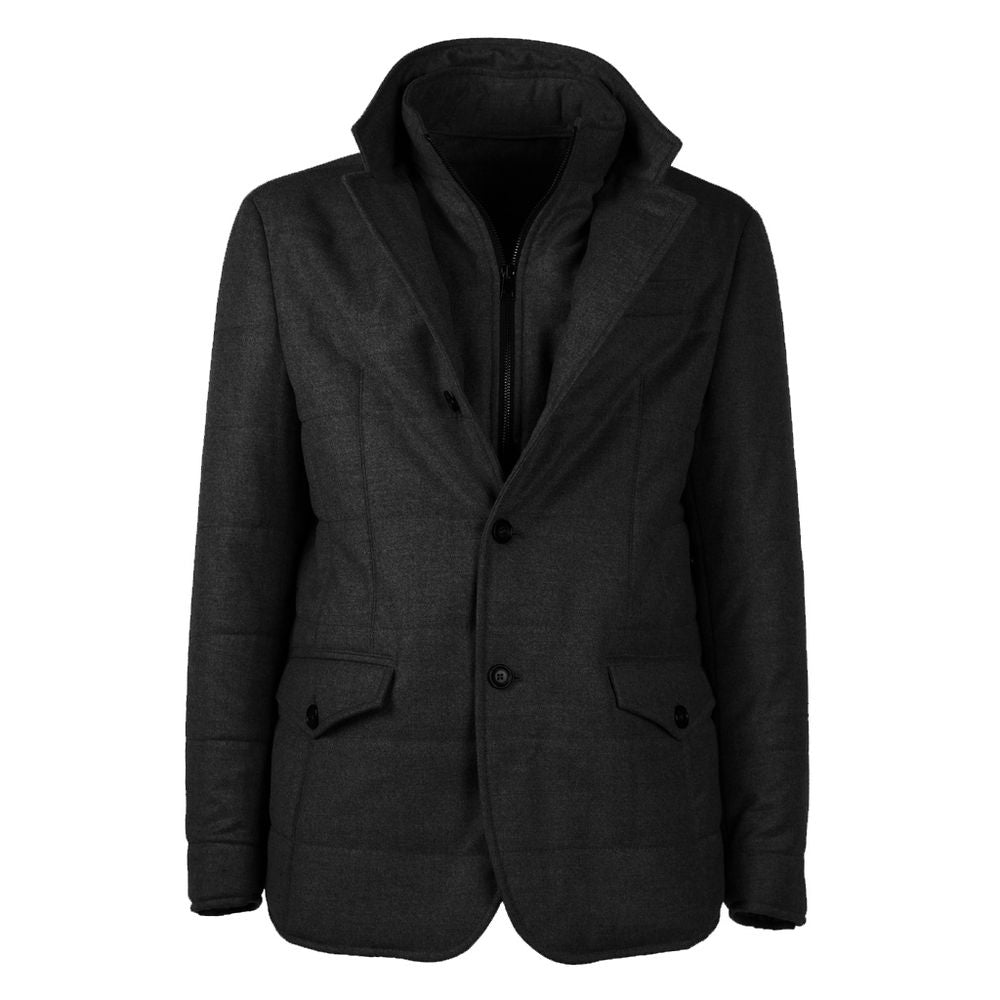 Brioni Charcoal Grey Wool-Cashmere Coat for Timeless Style