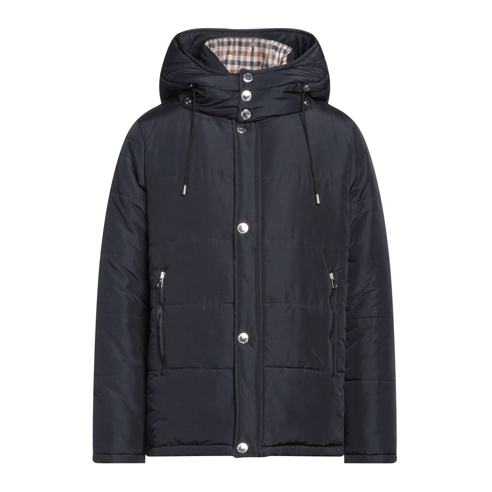 Aquascutum Blue Cotton Jacket with Removable Hood
