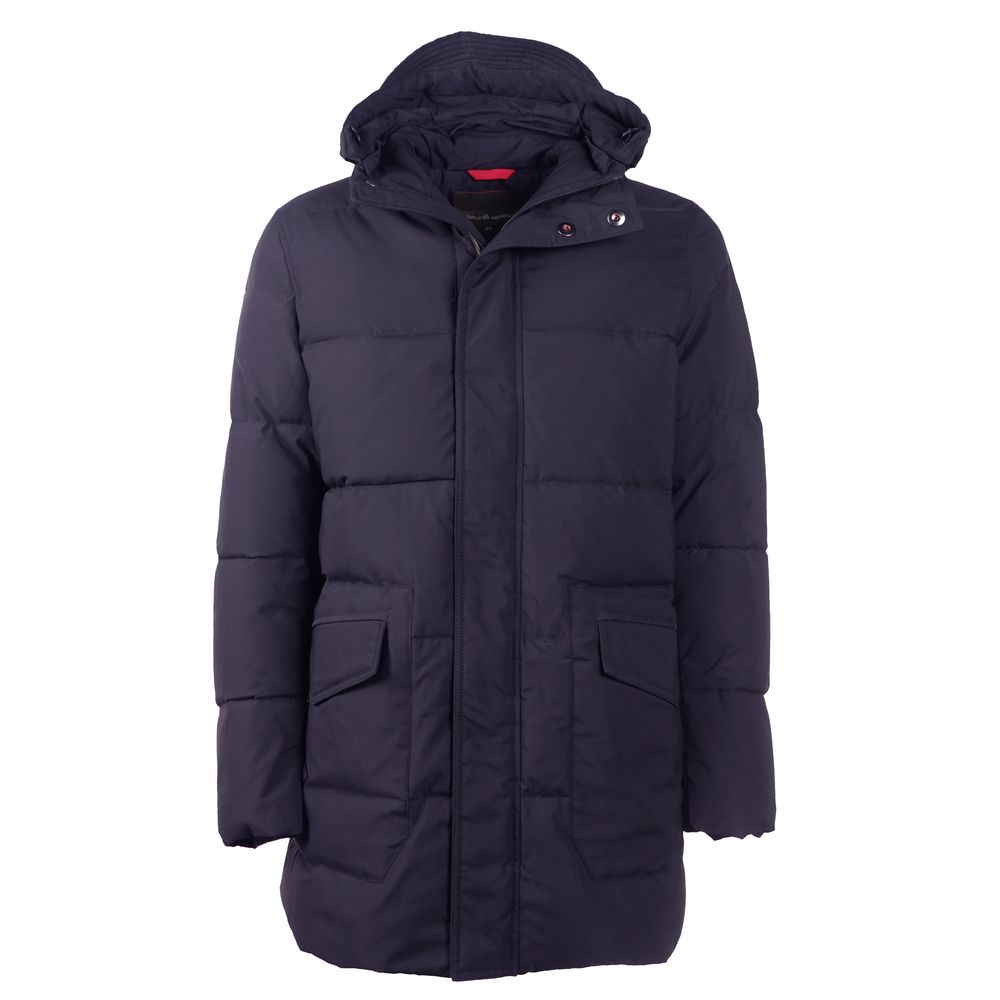 Emilio Romanelli Blue Cotton Jacket with Removable Hood