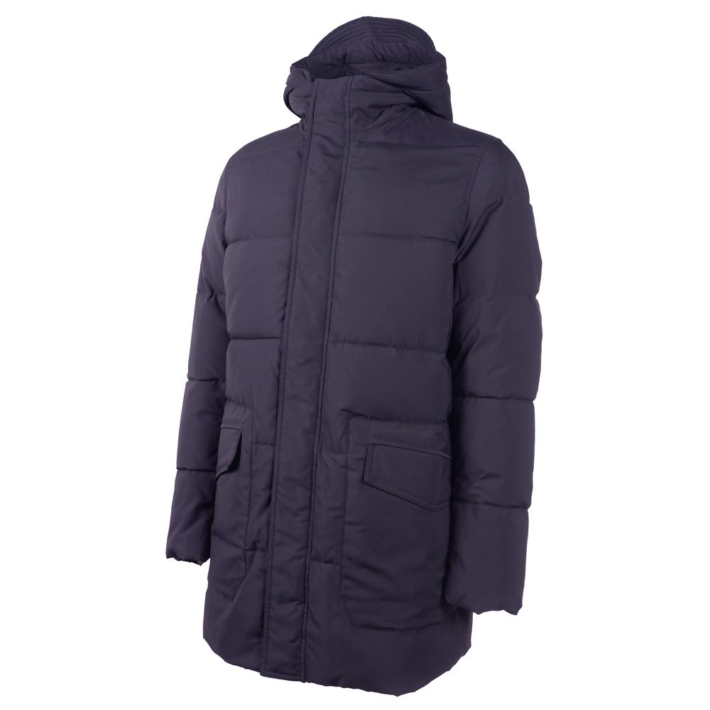 Emilio Romanelli Blue Cotton Jacket with Removable Hood