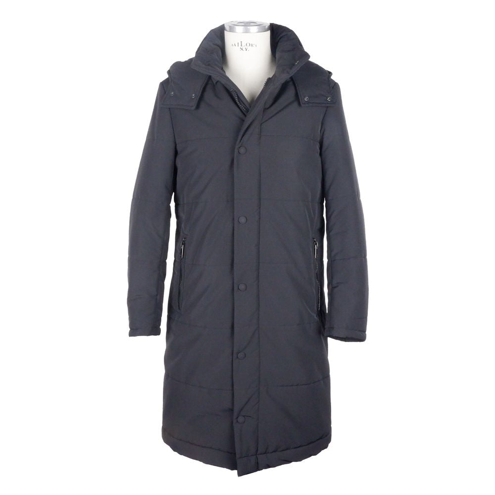 Made in Italy Black Wool Raincoat for Sophisticated Style