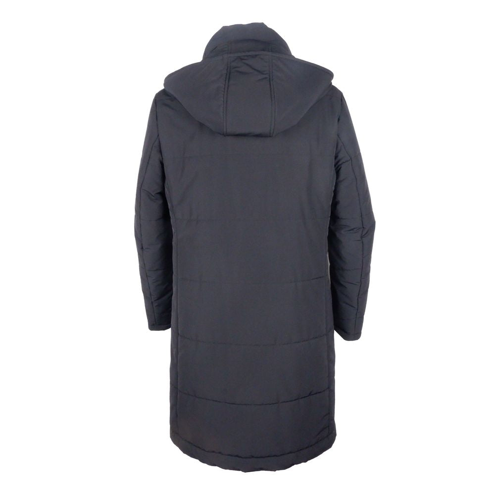 Made in Italy Black Wool Raincoat for Sophisticated Style